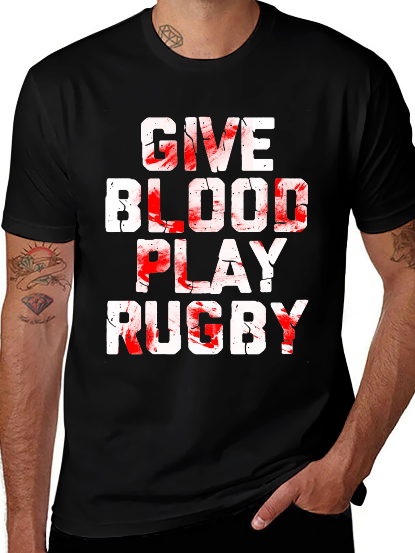 Variant 20 of Give Blood Play Rugby Black T-Shirt