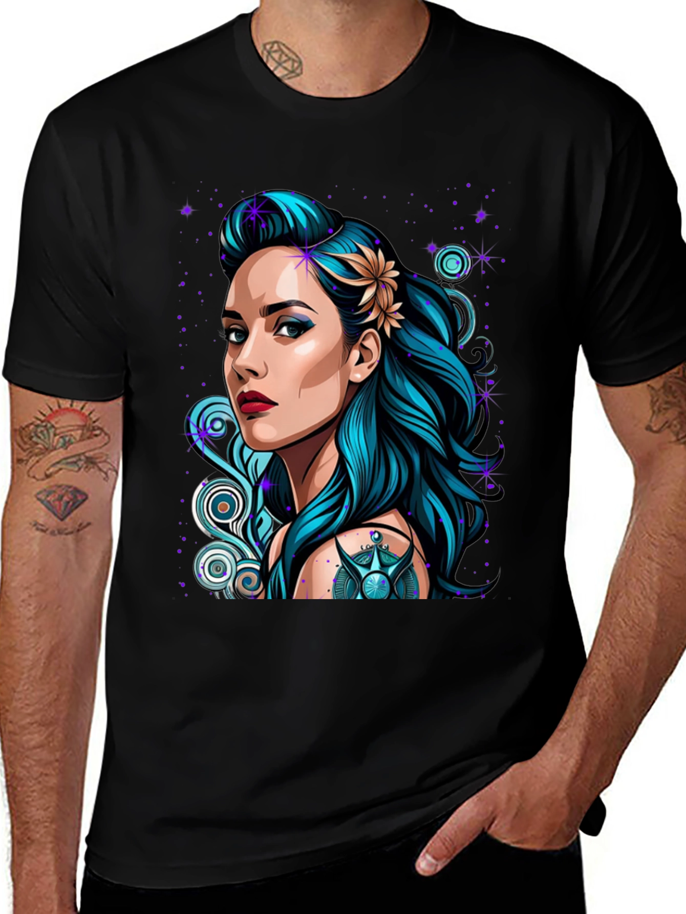 Woman Portrait Graphic Tee - Stylish Black T-Shirt