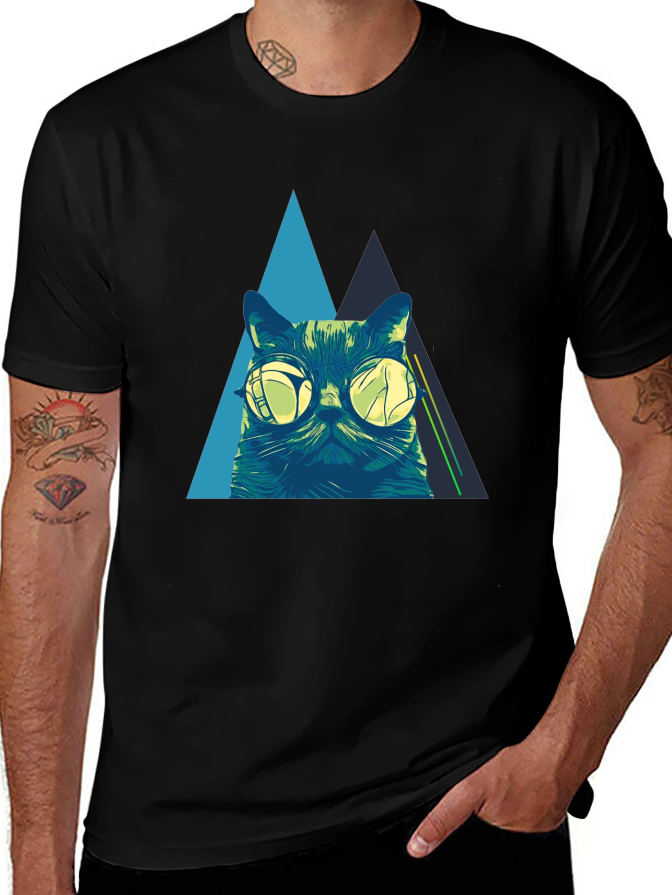 Variant 22 of Cool Cat Graphic Tee - Black T-Shirt