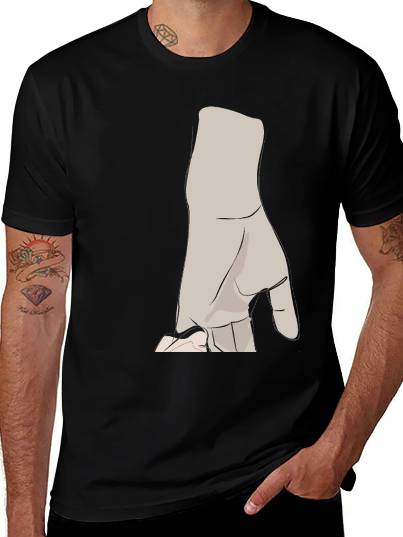 Variant 3 of Modern Hand Graphic Black T-Shirt