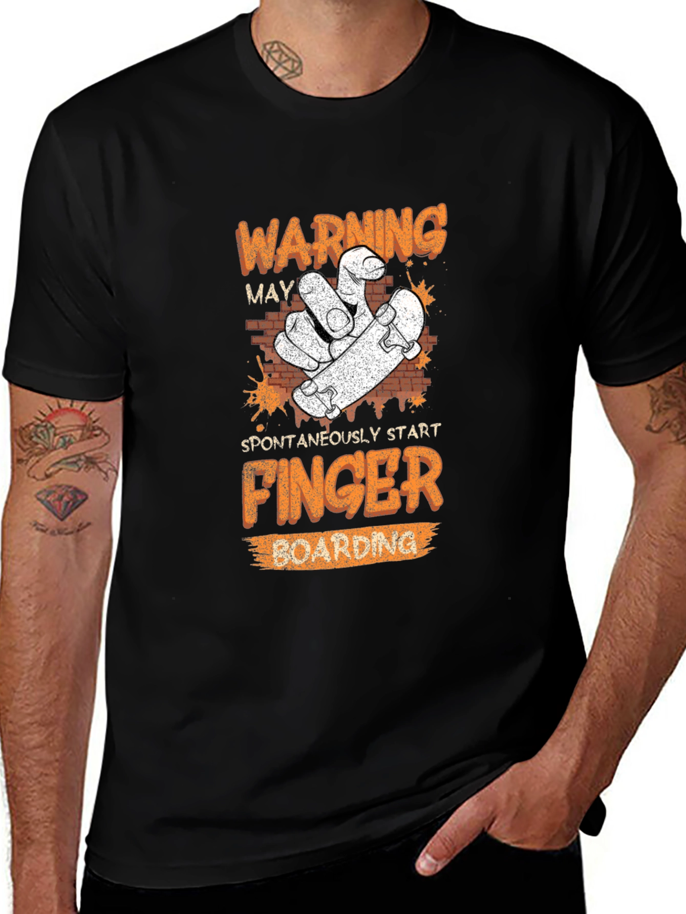 Variant 19 of Warning Finger Boarding Graphic Tee