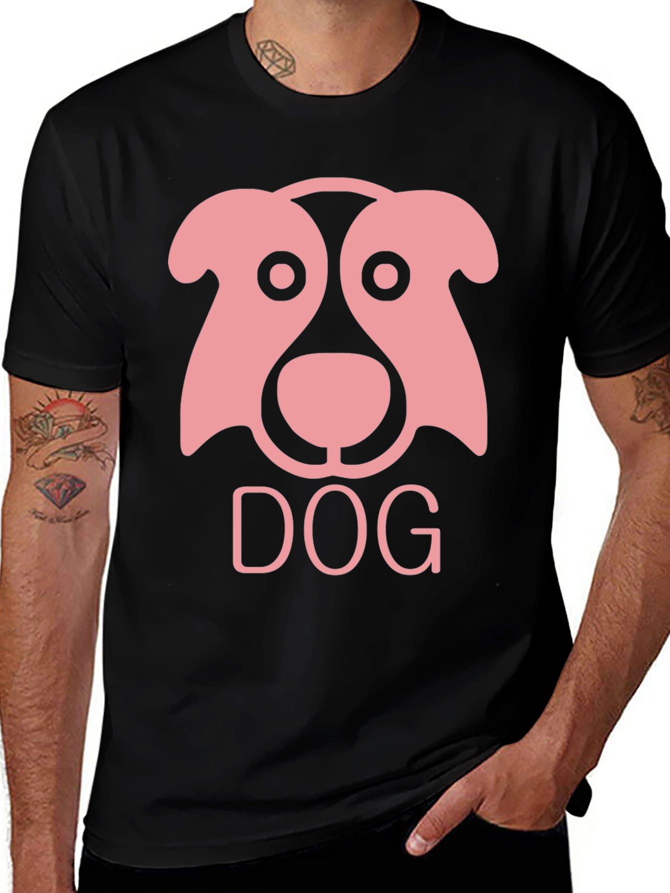 Variant 16 of Dog Graphic Tee - Black Cotton T-Shirt