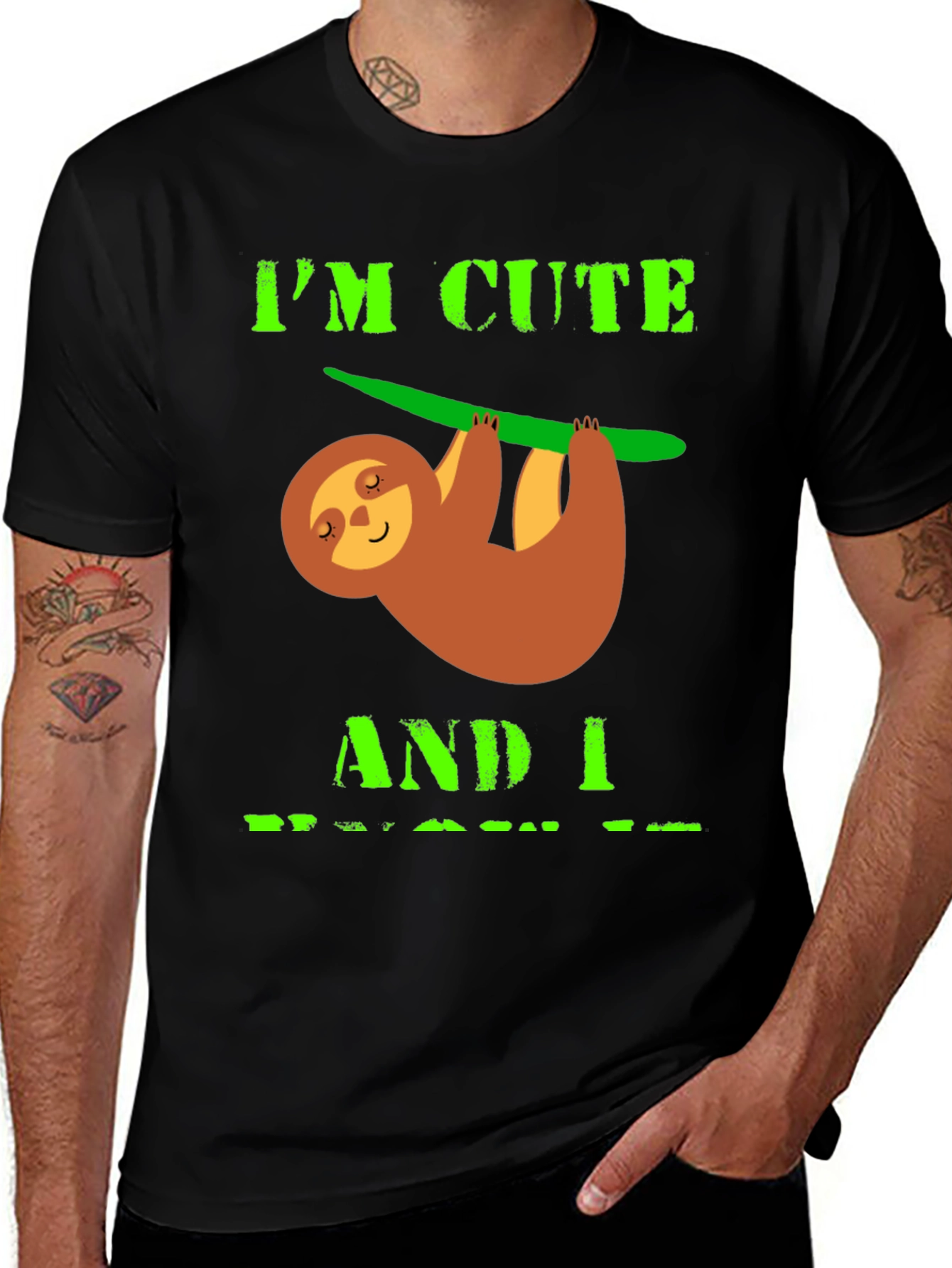 Variant 11 of Cute Sloth T-Shirt - I'm Cute and I Know It