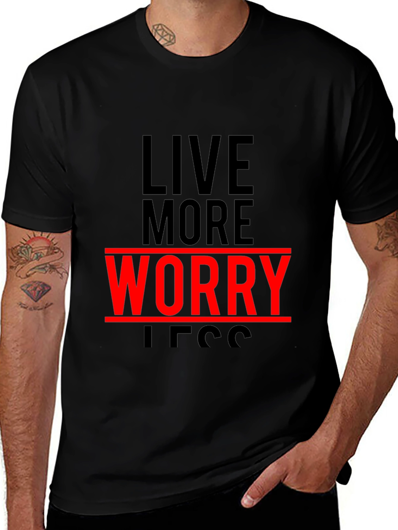 Variant 20 of Live More Worry Less Graphic T-Shirt