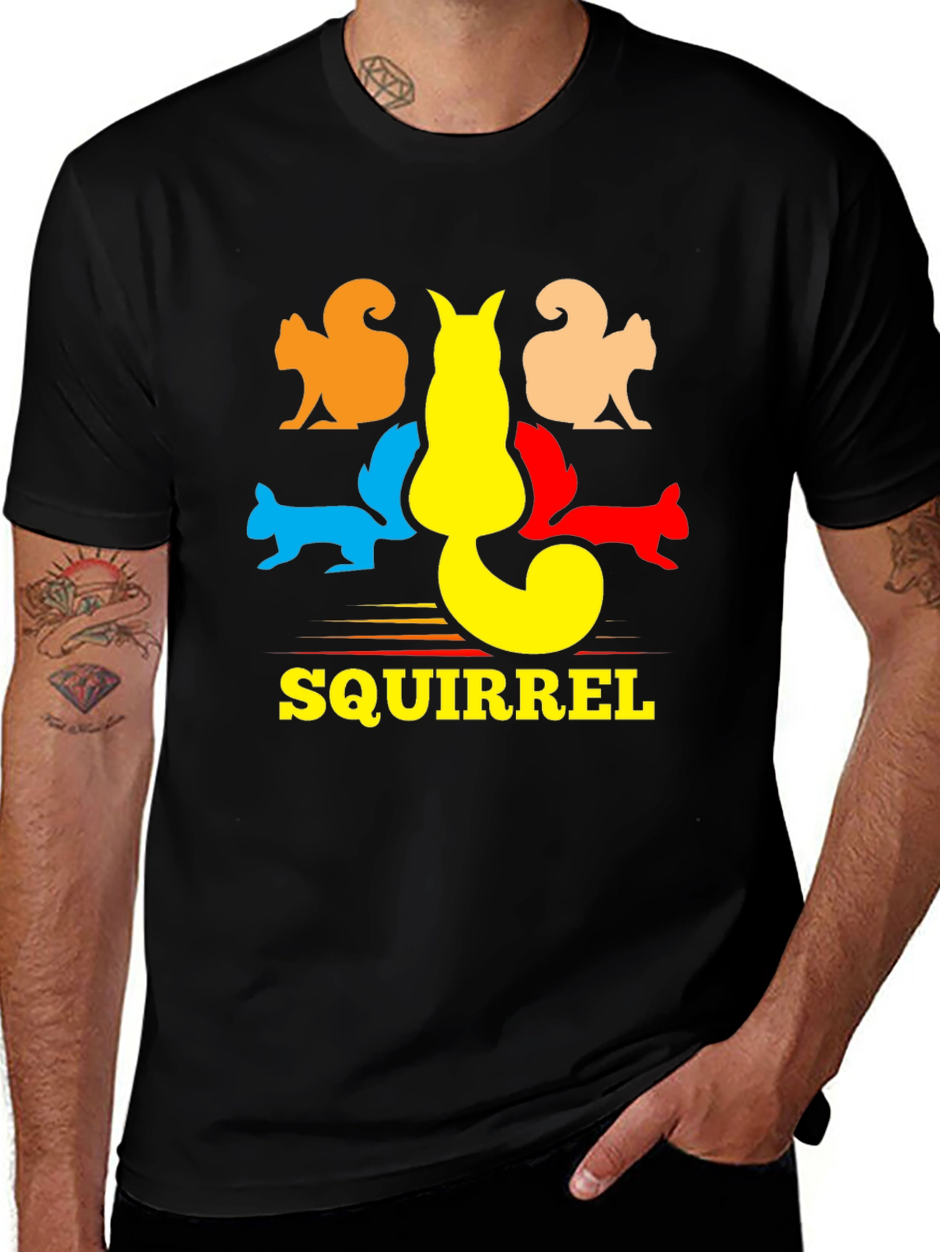 Variant 16 of Squirrel Graphic T-Shirt - Black Cotton Tee