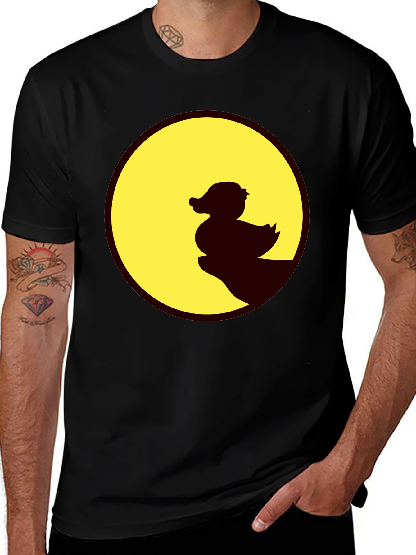 Variant 4 of Duck Silhouette Graphic Tee - Crew Neck Black T-Shirt
