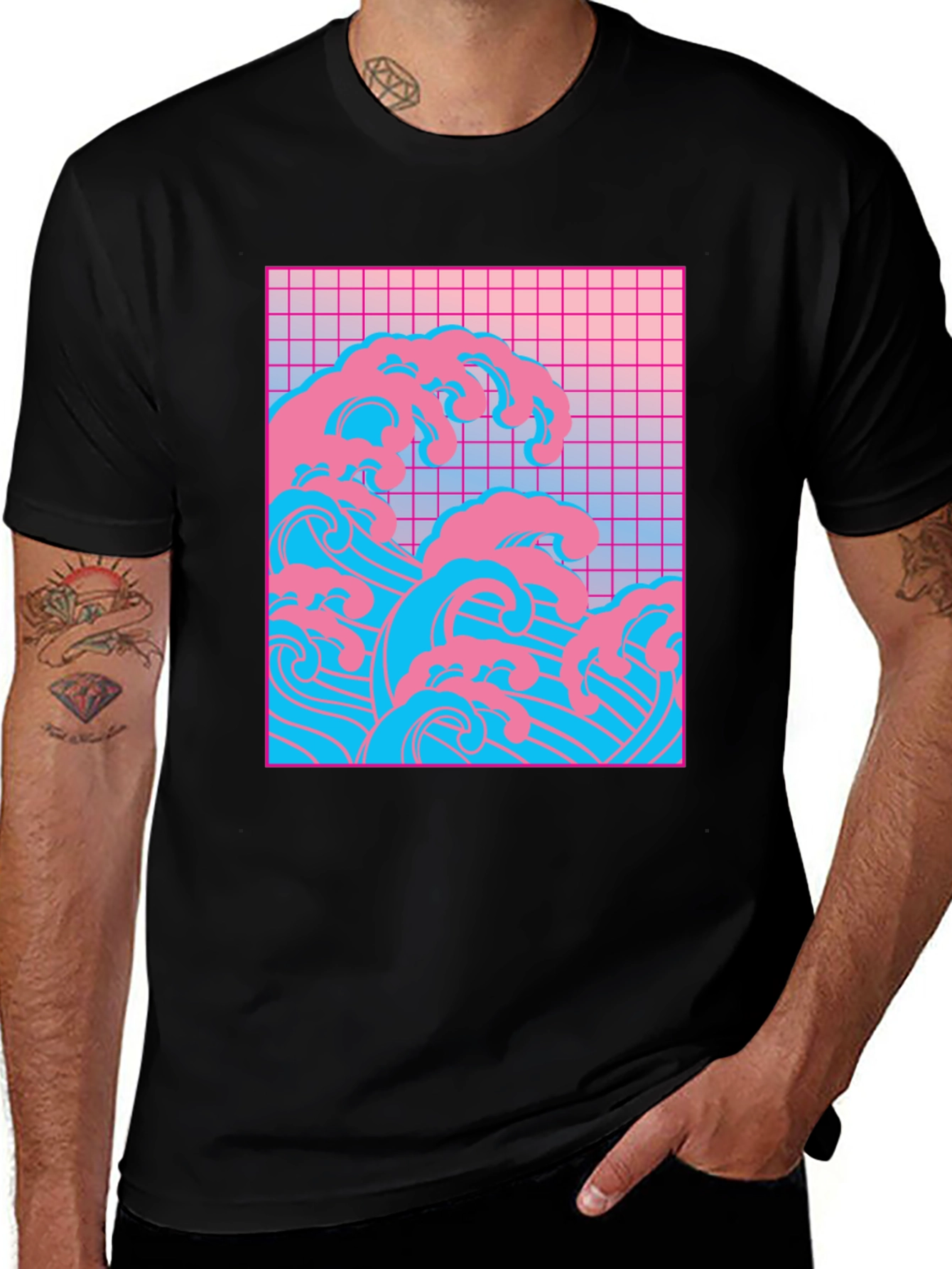 Variant 3 of Vaporwave Wave Graphic Tee - Retro Style T-Shirt