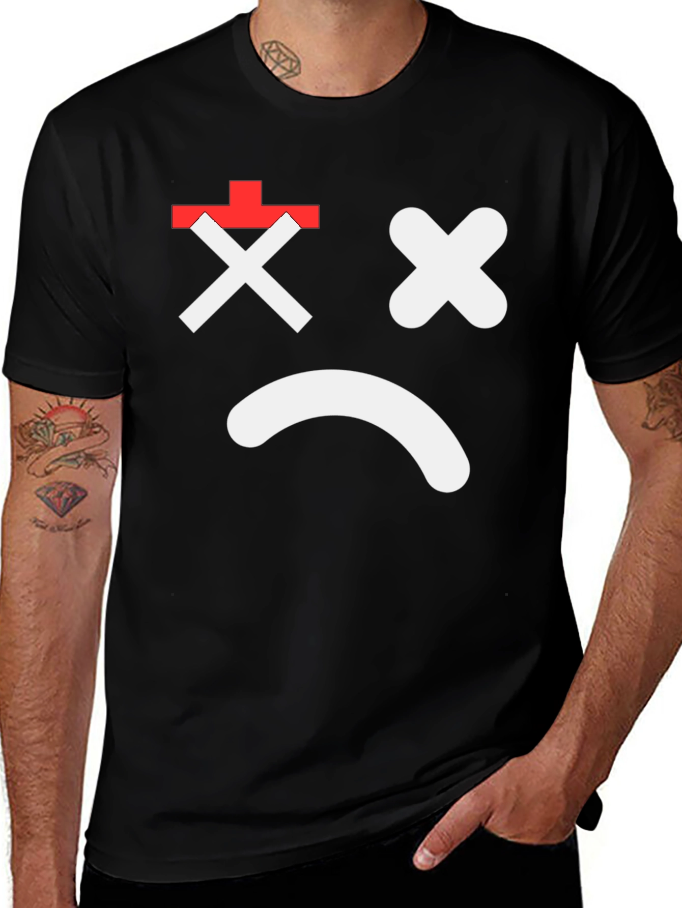Variant 13 of Sad Face Graphic Tee - Unisex Black Cotton T-Shirt