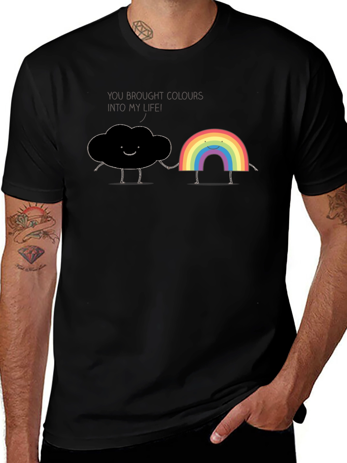 Variant 4 of Cloud & Rainbow Graphic Tee - You Brought Colors