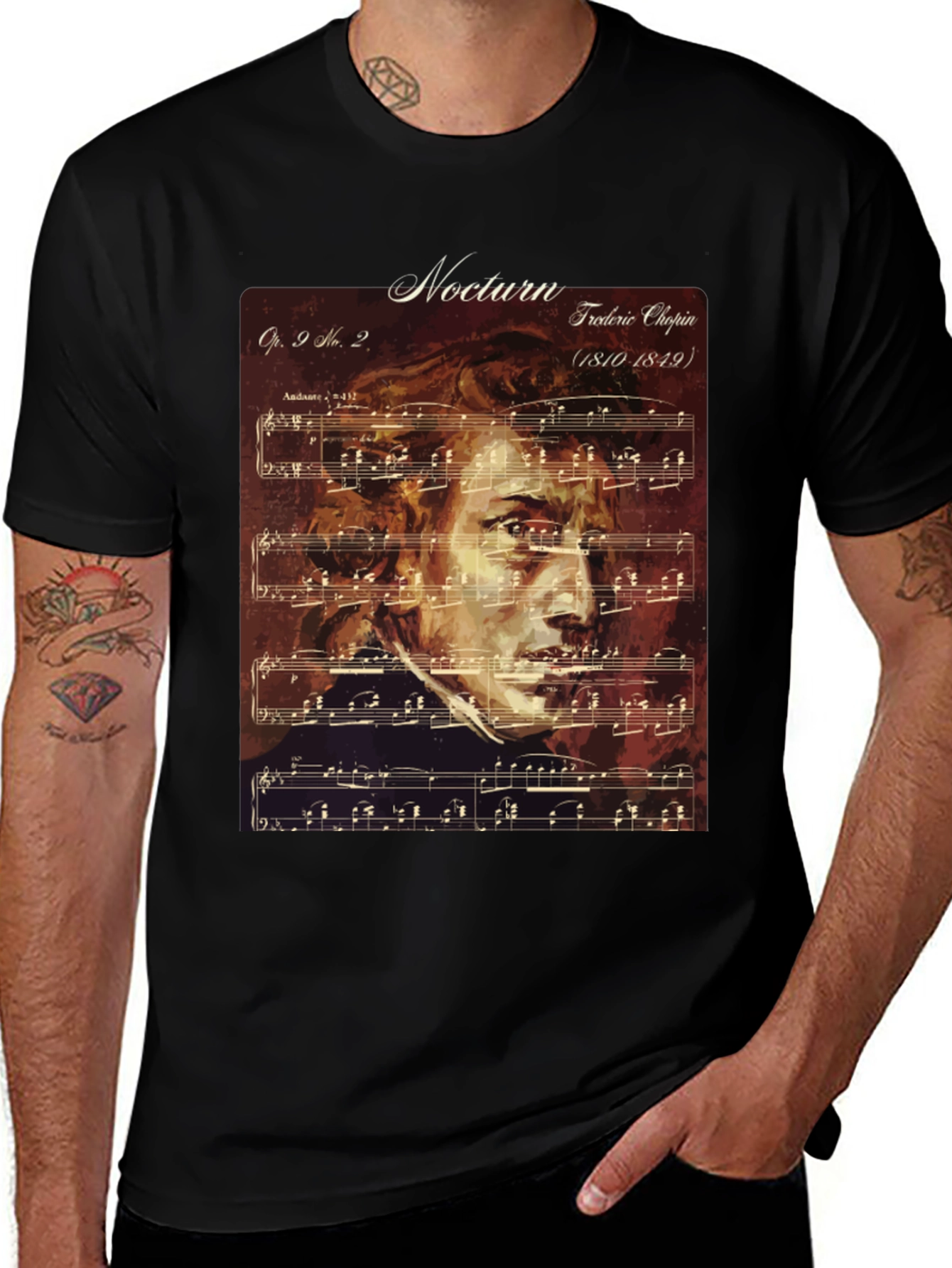 Frederic Chopin Nocturne Graphic Tee - Music Lover Shirt