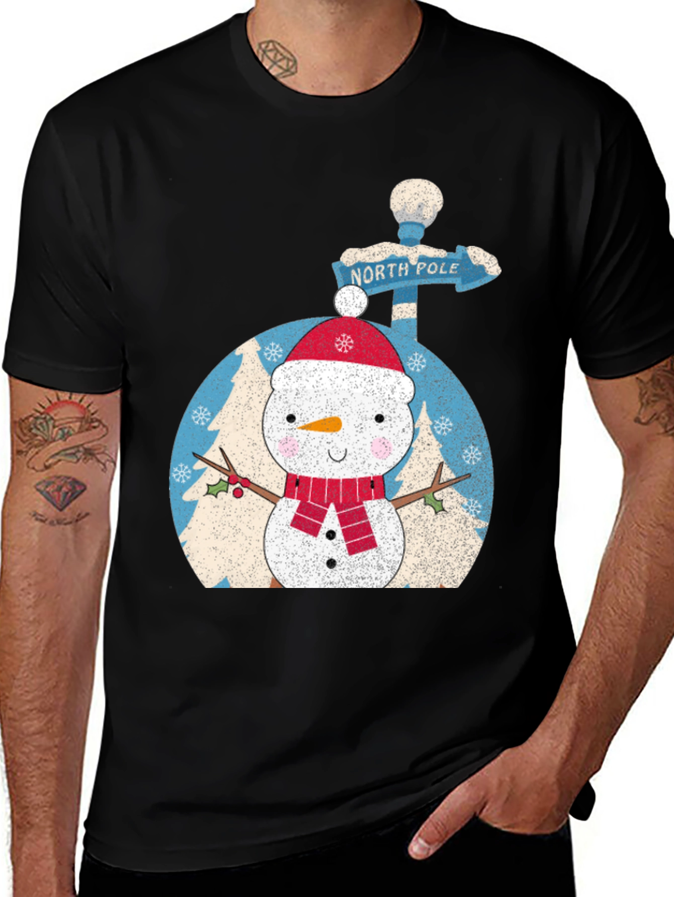 Festive Snowman North Pole Graphic Tee