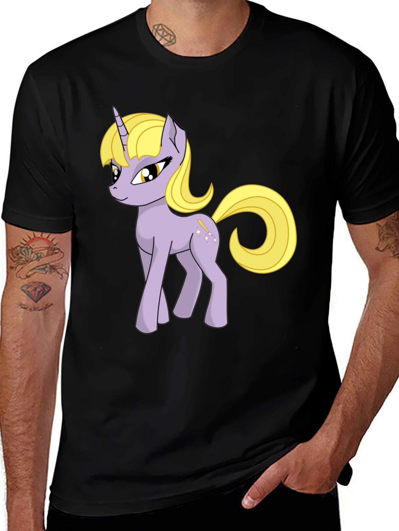 Variant 14 of Unicorn Graphic Tee - Black Cotton Shirt