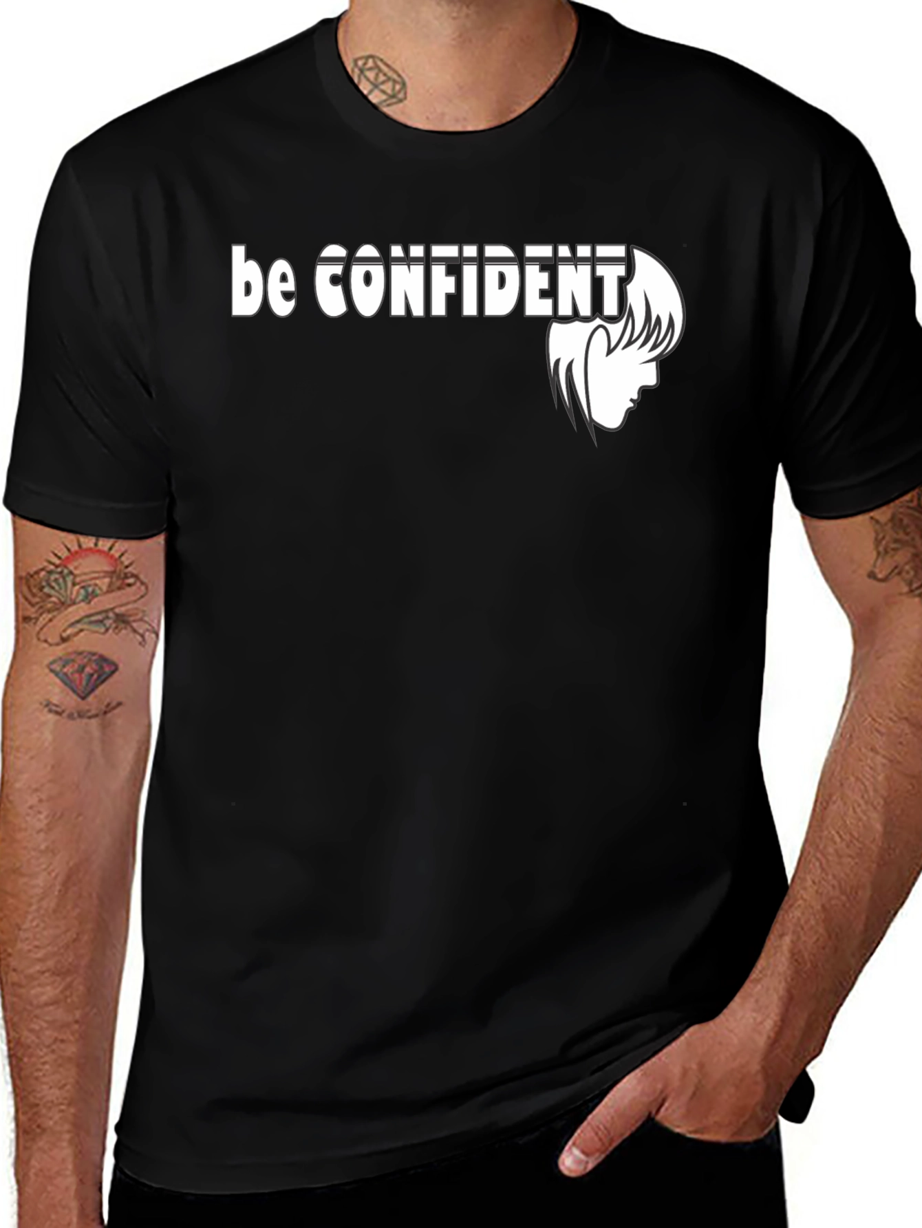 Variant 16 of Be Confident Graphic Print Black T-Shirt