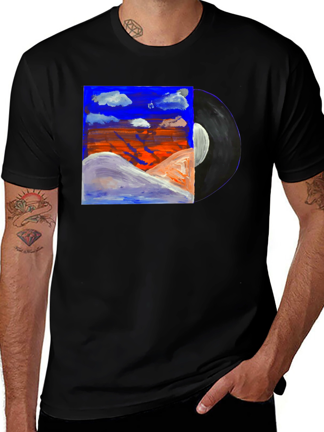 Variant 25 of Abstract Art Vinyl Record Black T-Shirt