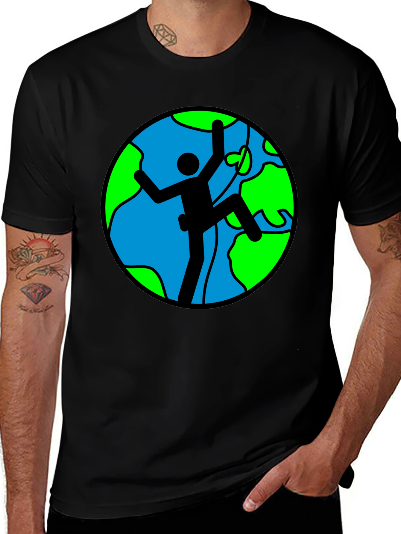 Variant 24 of Climbing Earth Graphic Black T-Shirt