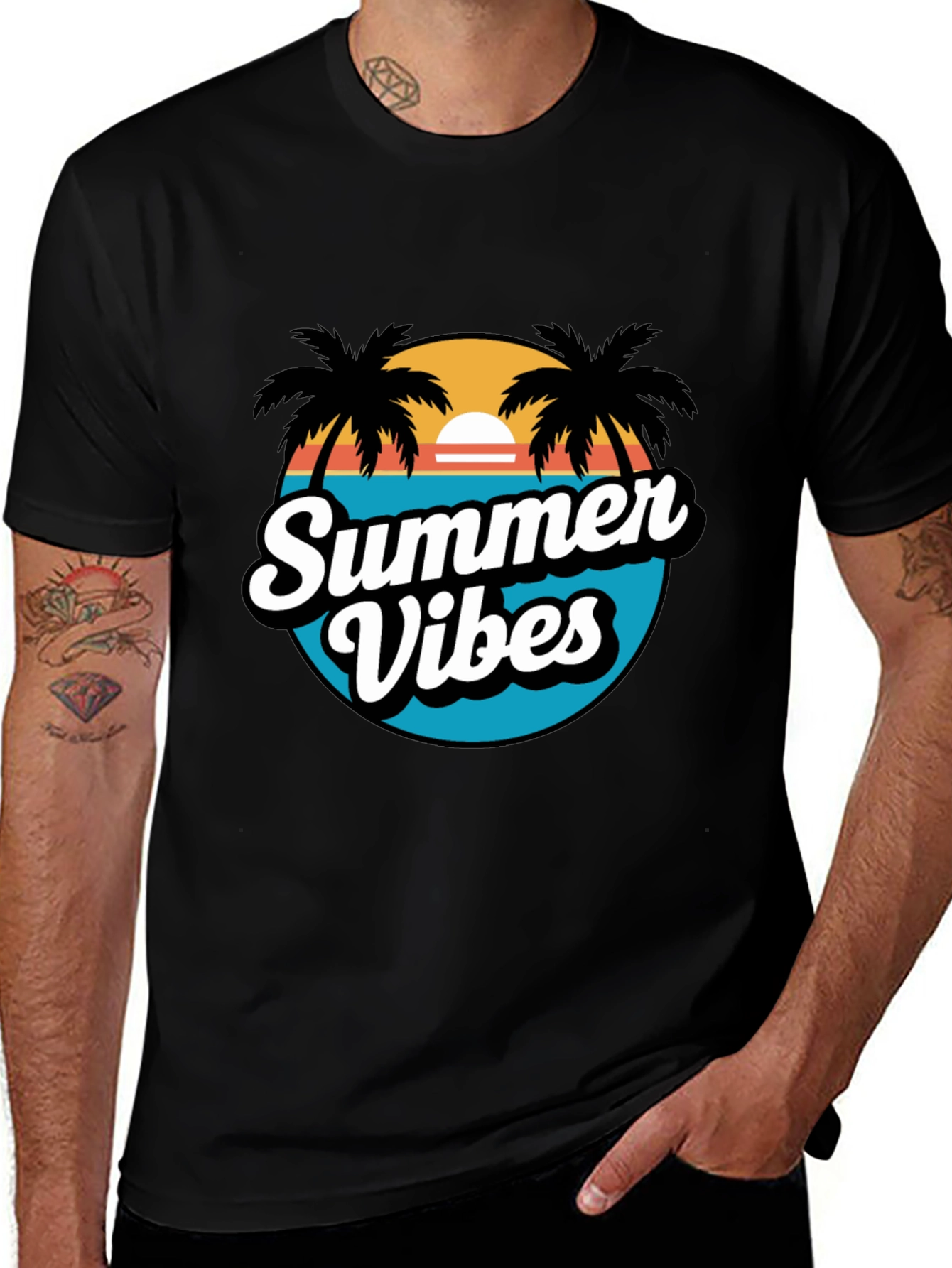 Variant 28 of Summer Vibes T-Shirt - Palm Tree Beach Design