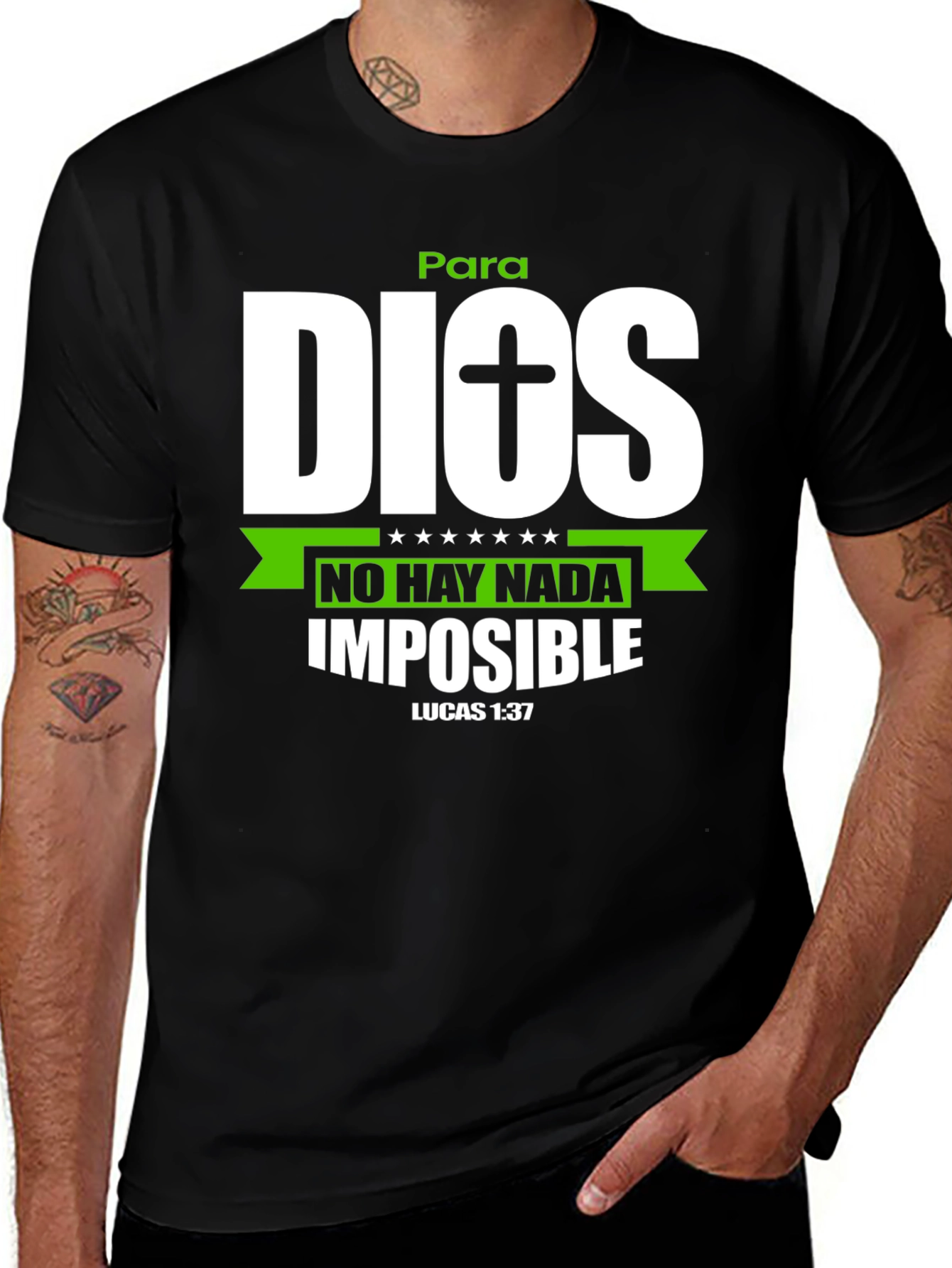 Variant 3 of Para Dios T-Shirt: Faith Inspired Black Tee