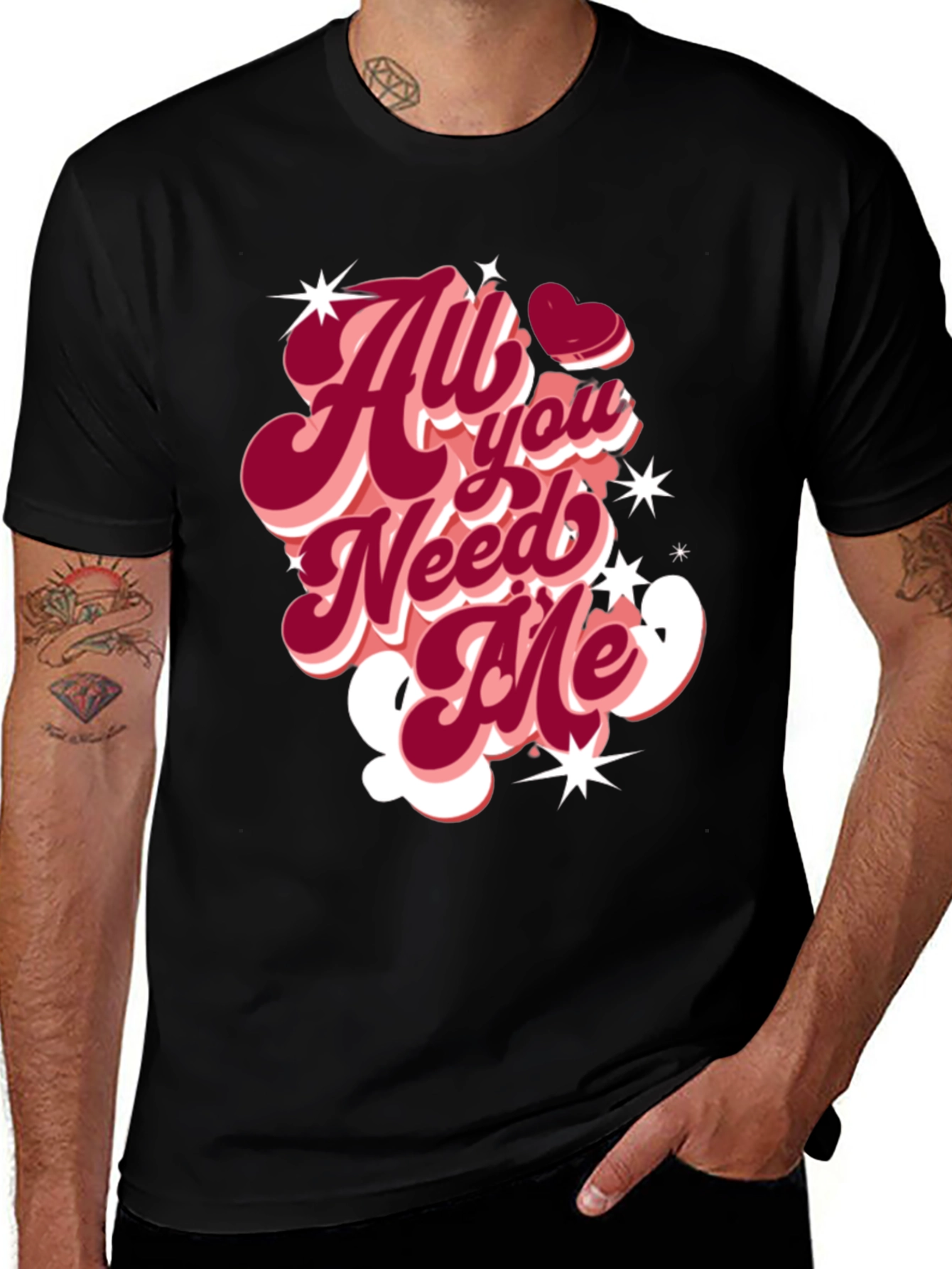 Variant 4 of All You Need Me Graphic Tee - Retro Valentine's Day Shirt