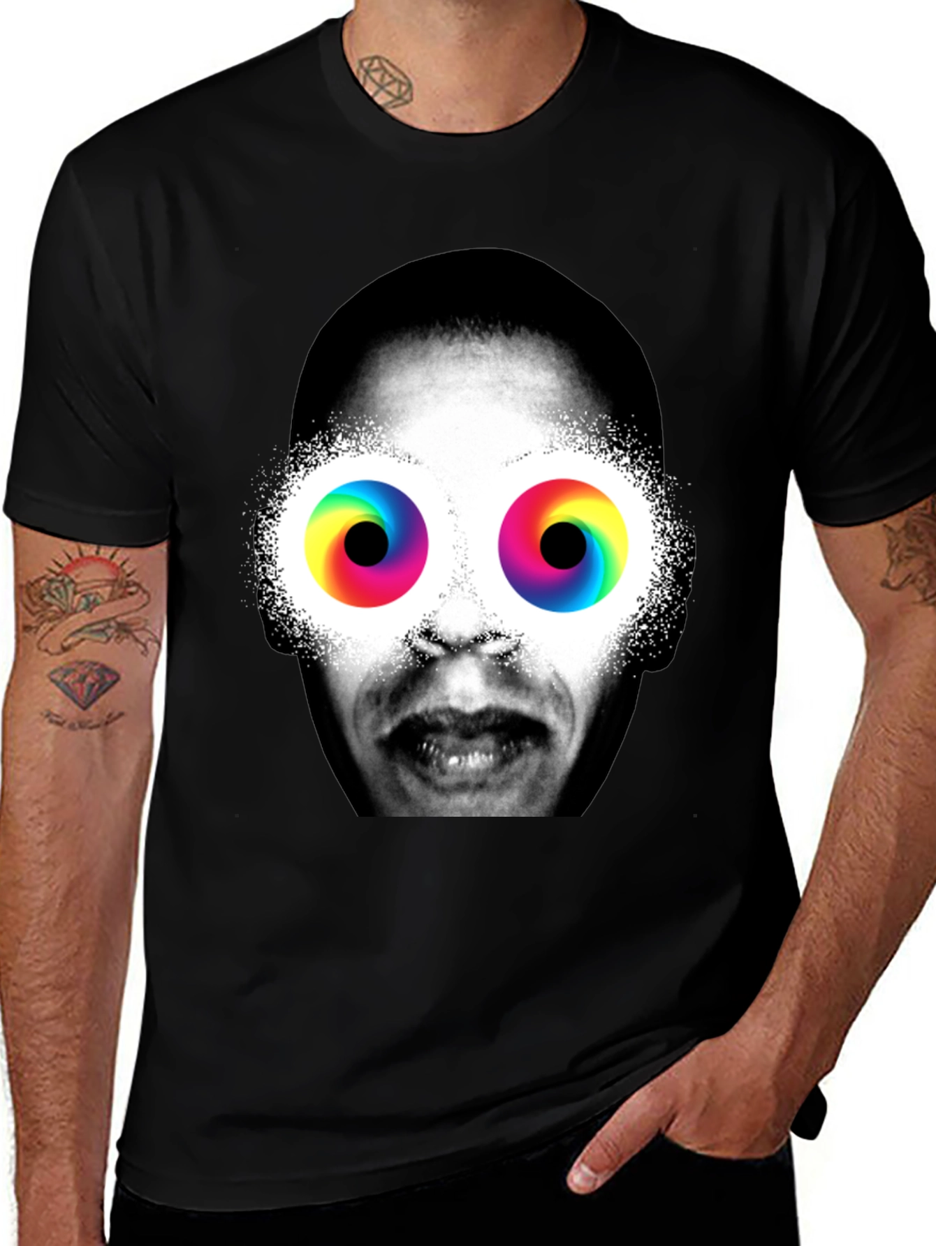 Variant 5 of Psychedelic Face Graphic Tee - Black