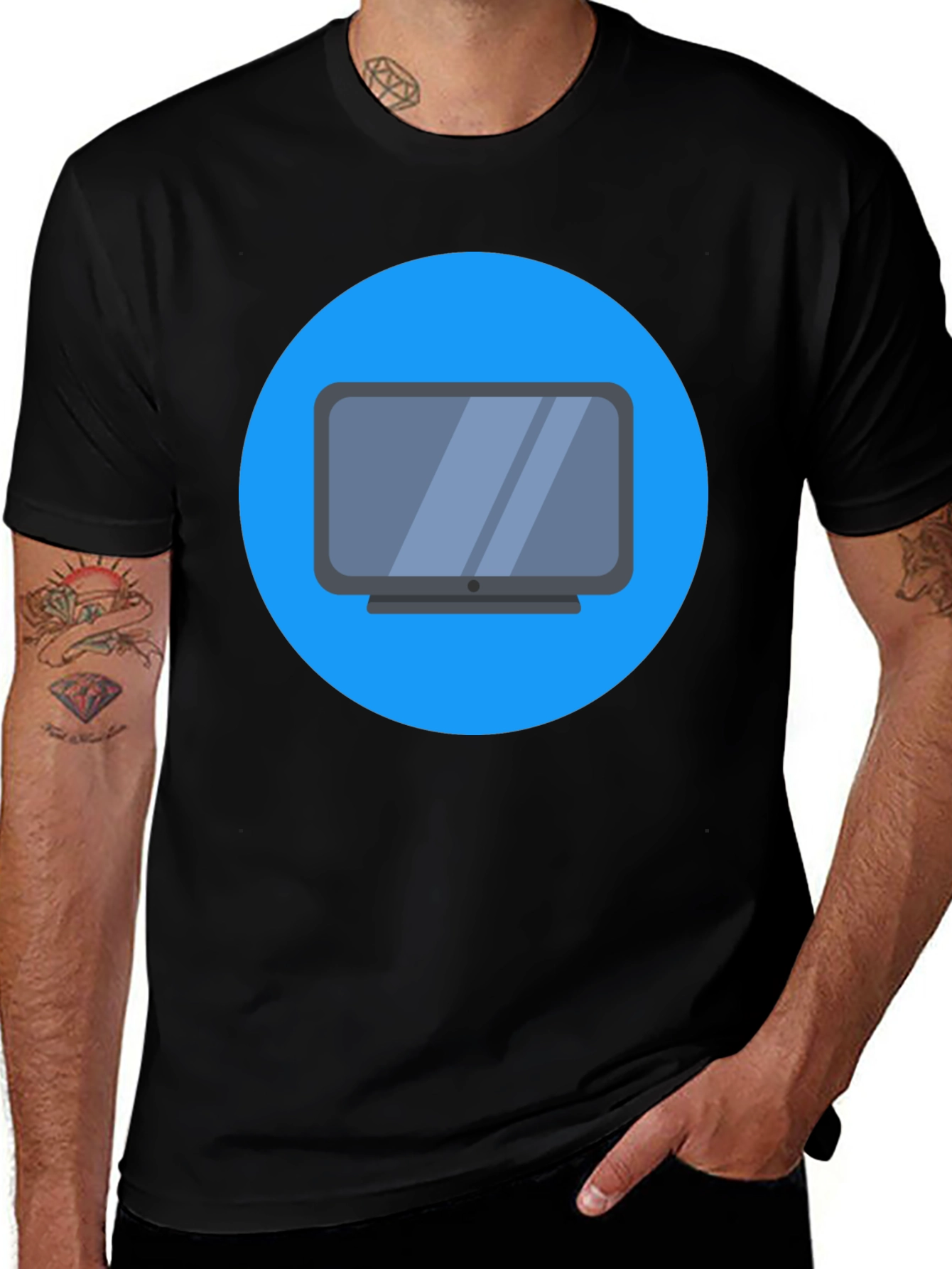 Variant 4 of Men's Black T-Shirt with Monitor Graphic