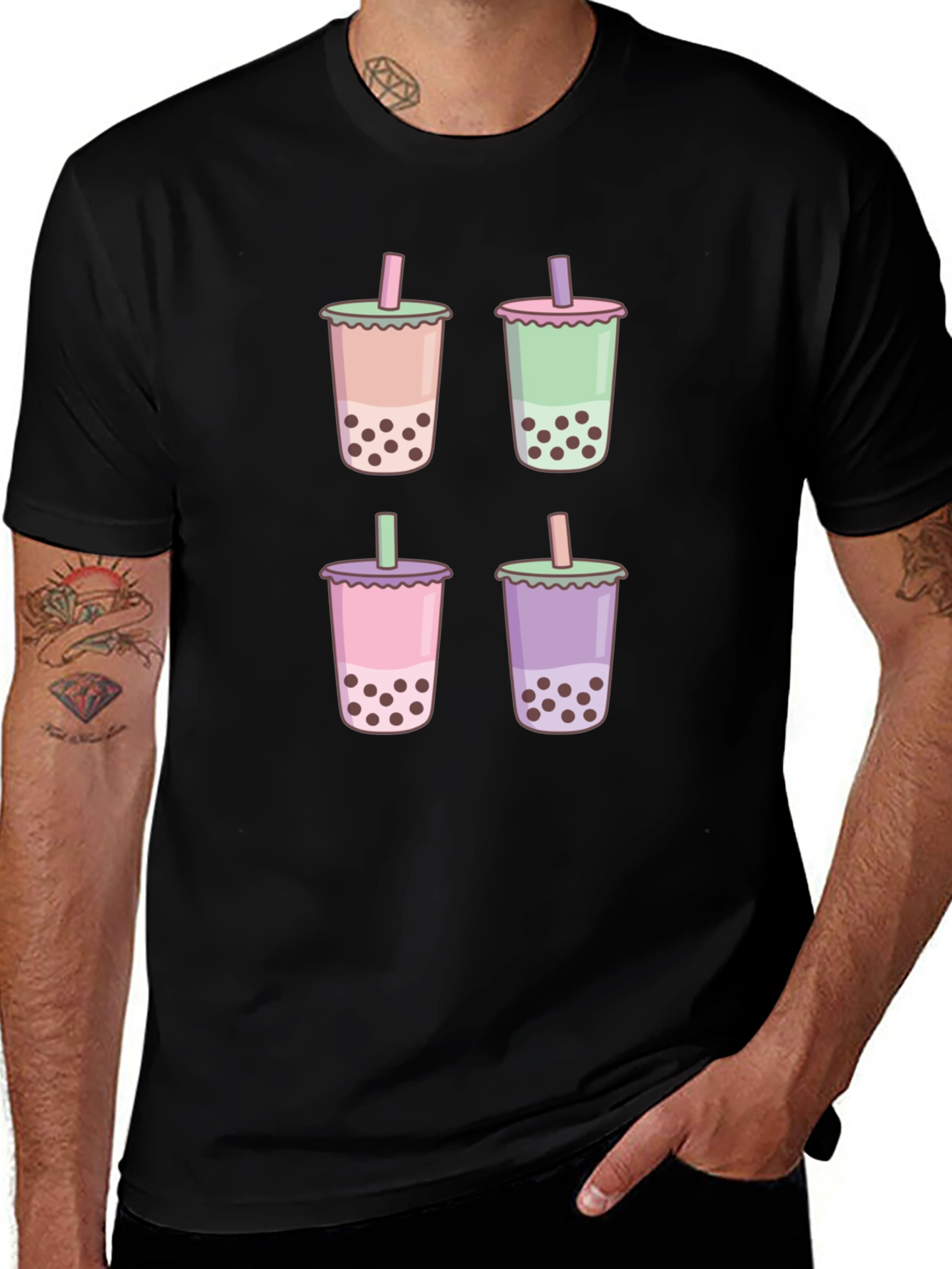 Boba Tea Graphic Black T-Shirt