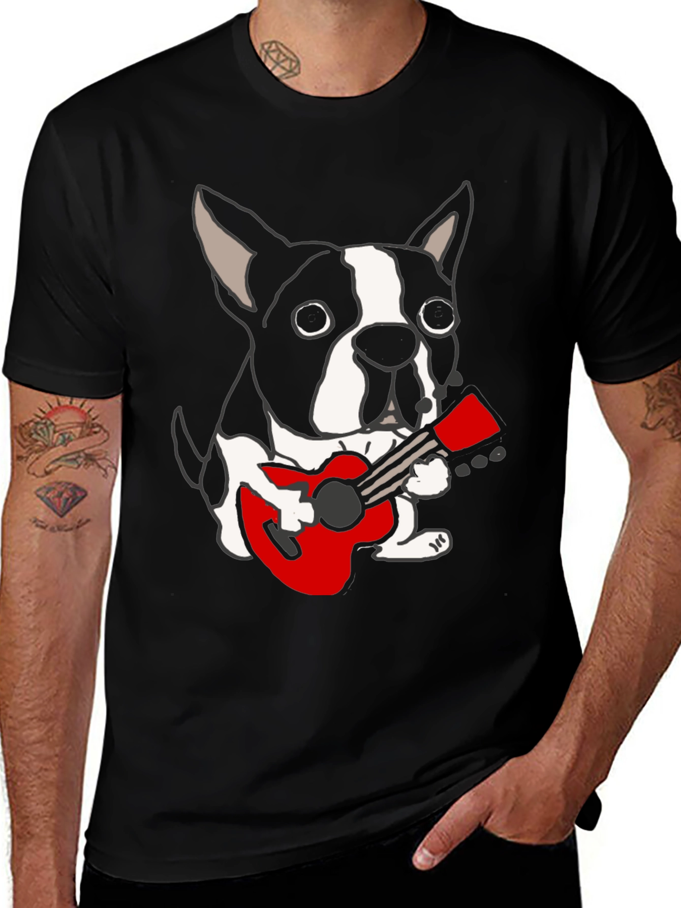 Variant 4 of Dog Playing Guitar Graphic T-Shirt