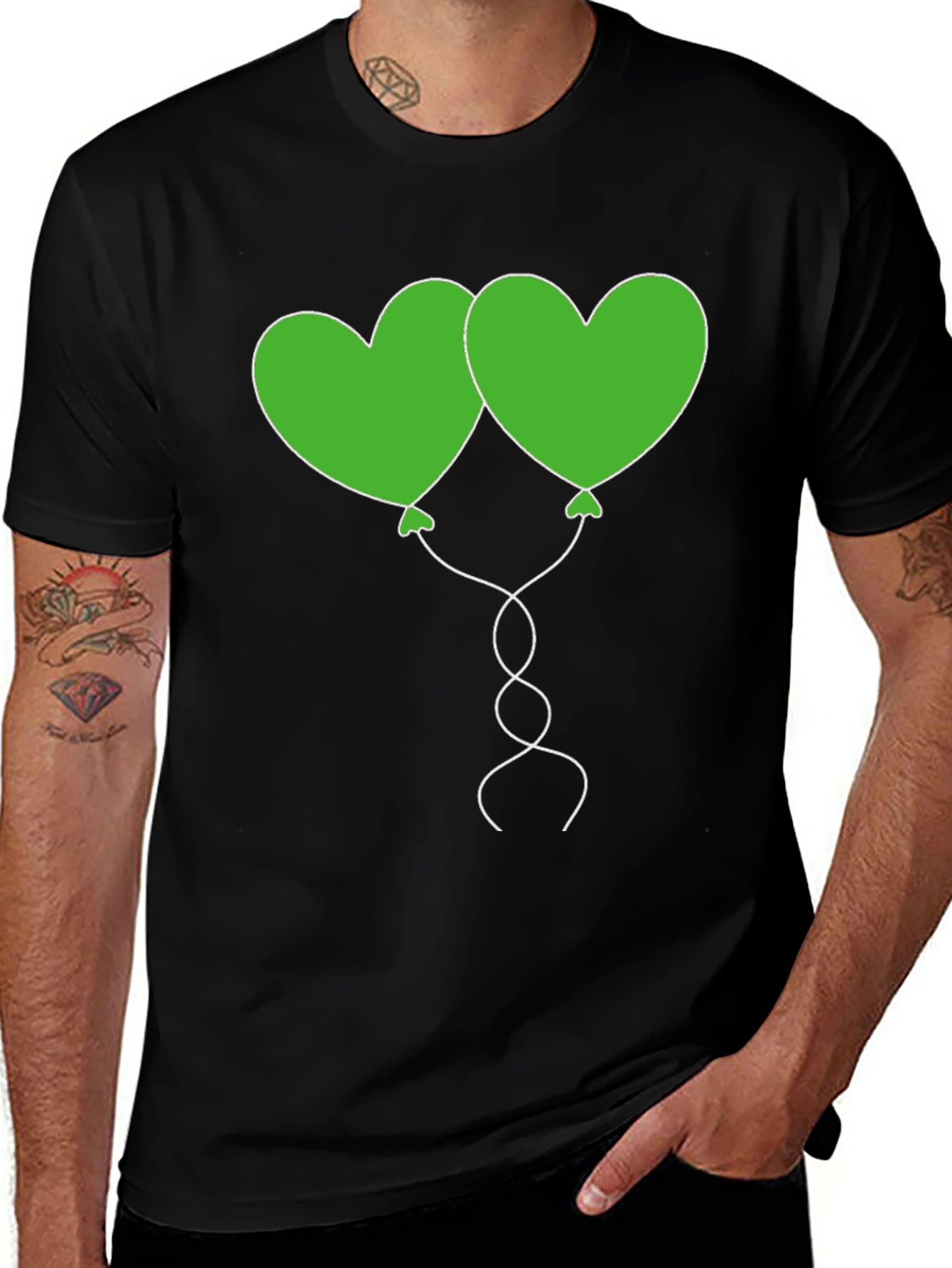Variant 4 of Heart Balloon Graphic Tee - Black Casual Shirt