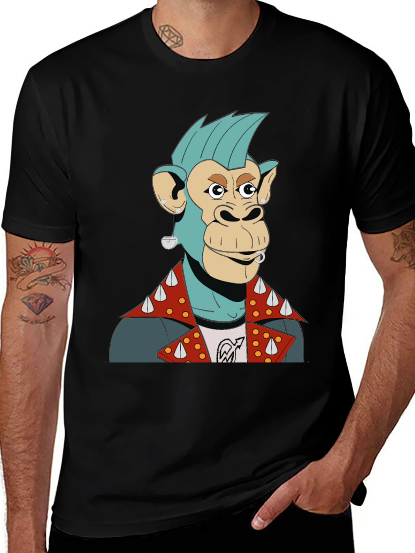 Variant 18 of Punk Ape Graphic T-Shirt - Black