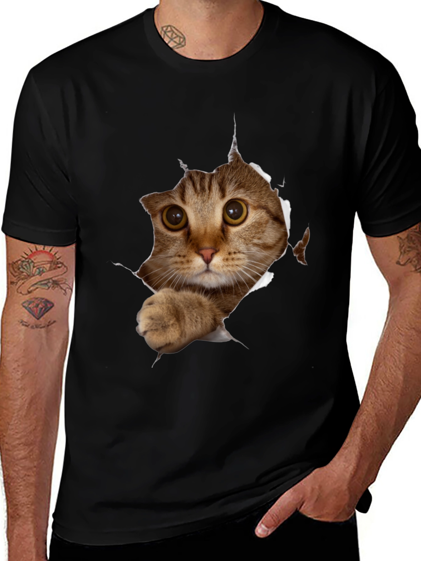 Variant 9 of Cat Peeking T-Shirt - 3D Graphic Tee