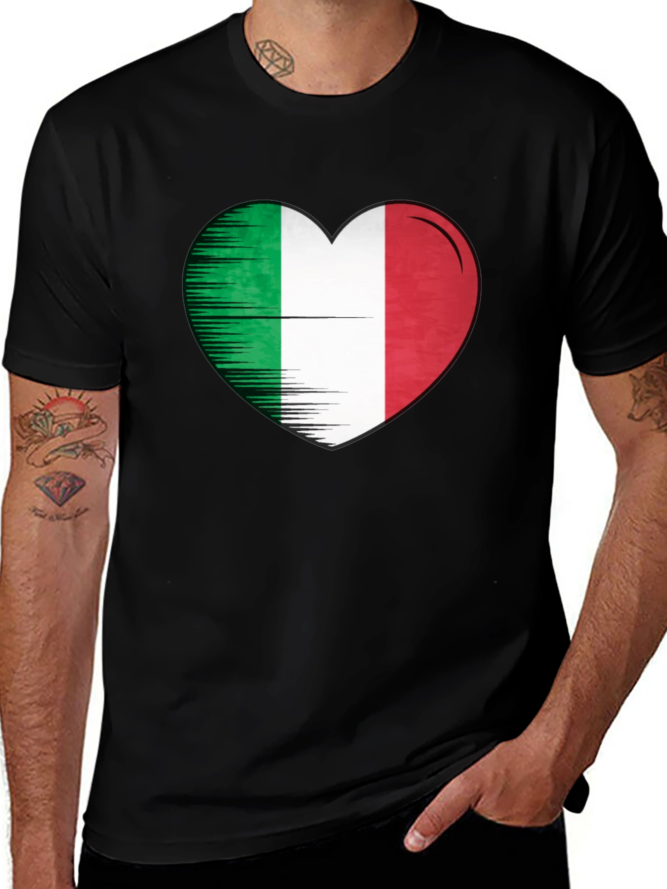 Variant 26 of Italy Flag Heart T-Shirt - Show Your Italian Pride