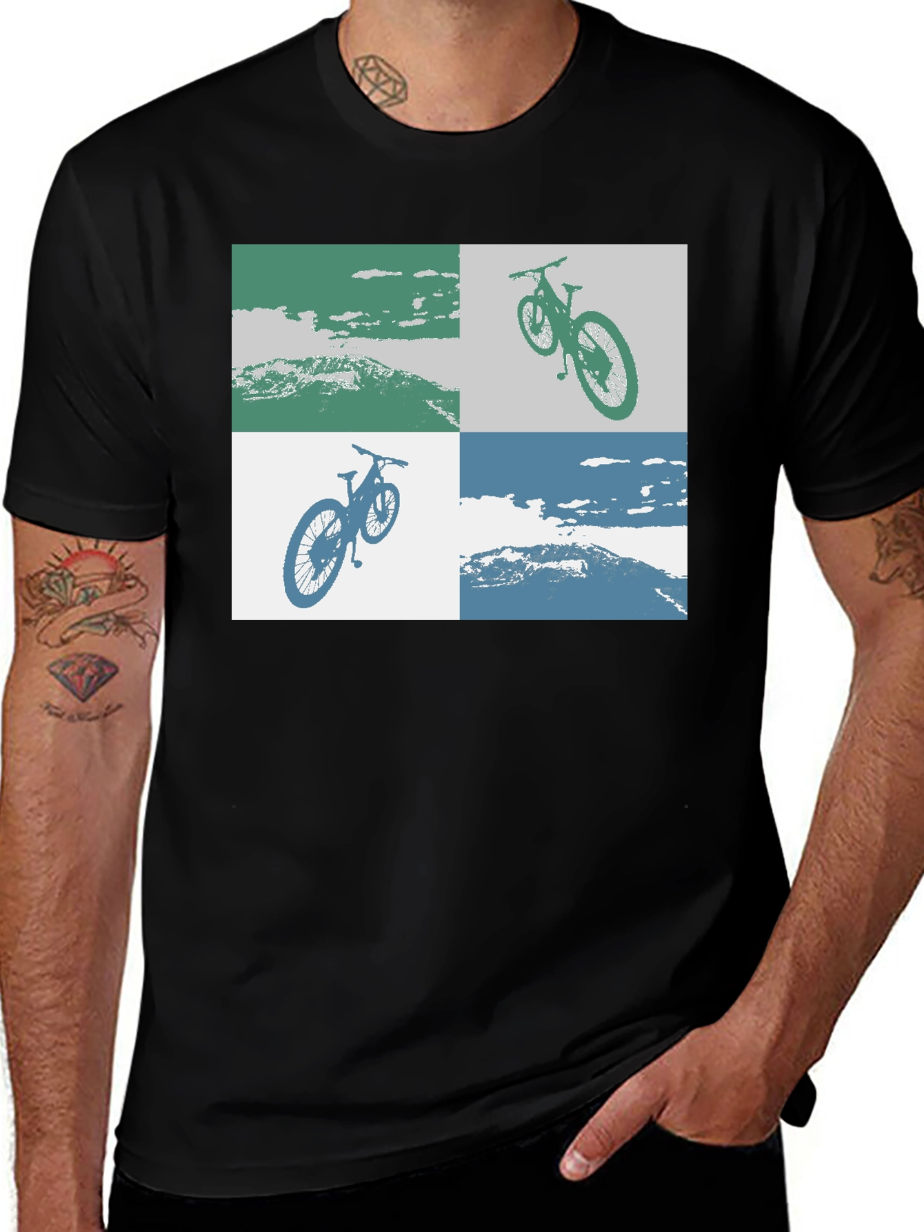 Variant 14 of Mountain Bike Graphic Tee - Black Cotton T-Shirt