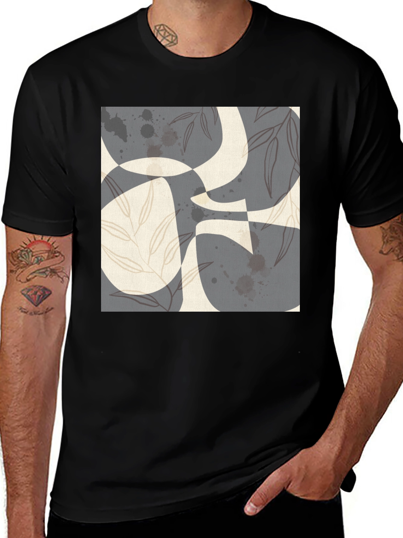 Abstract Print Black T-Shirt