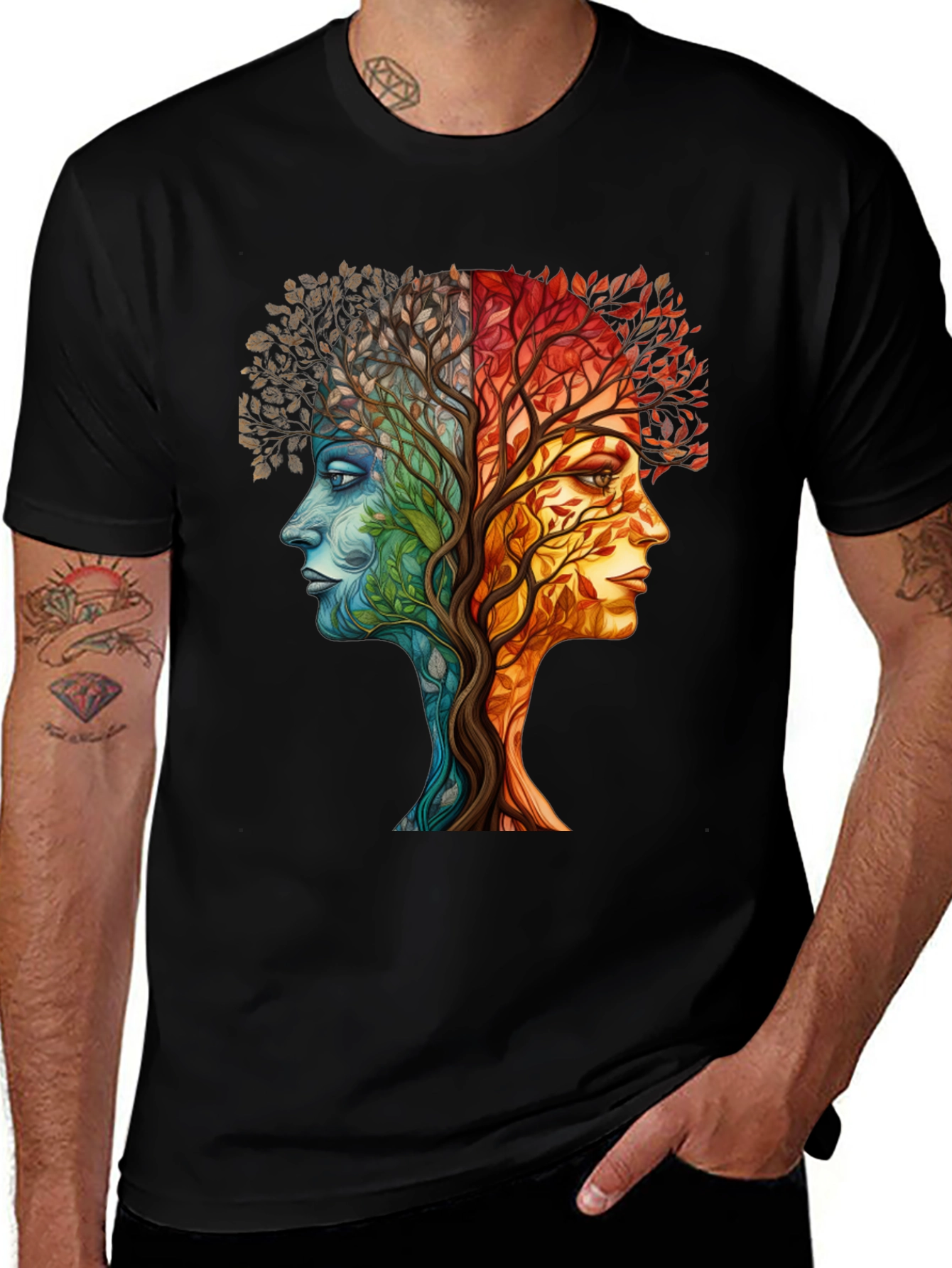 Variant 8 of Nature Face Tree T-Shirt - Artistic Graphic Tee