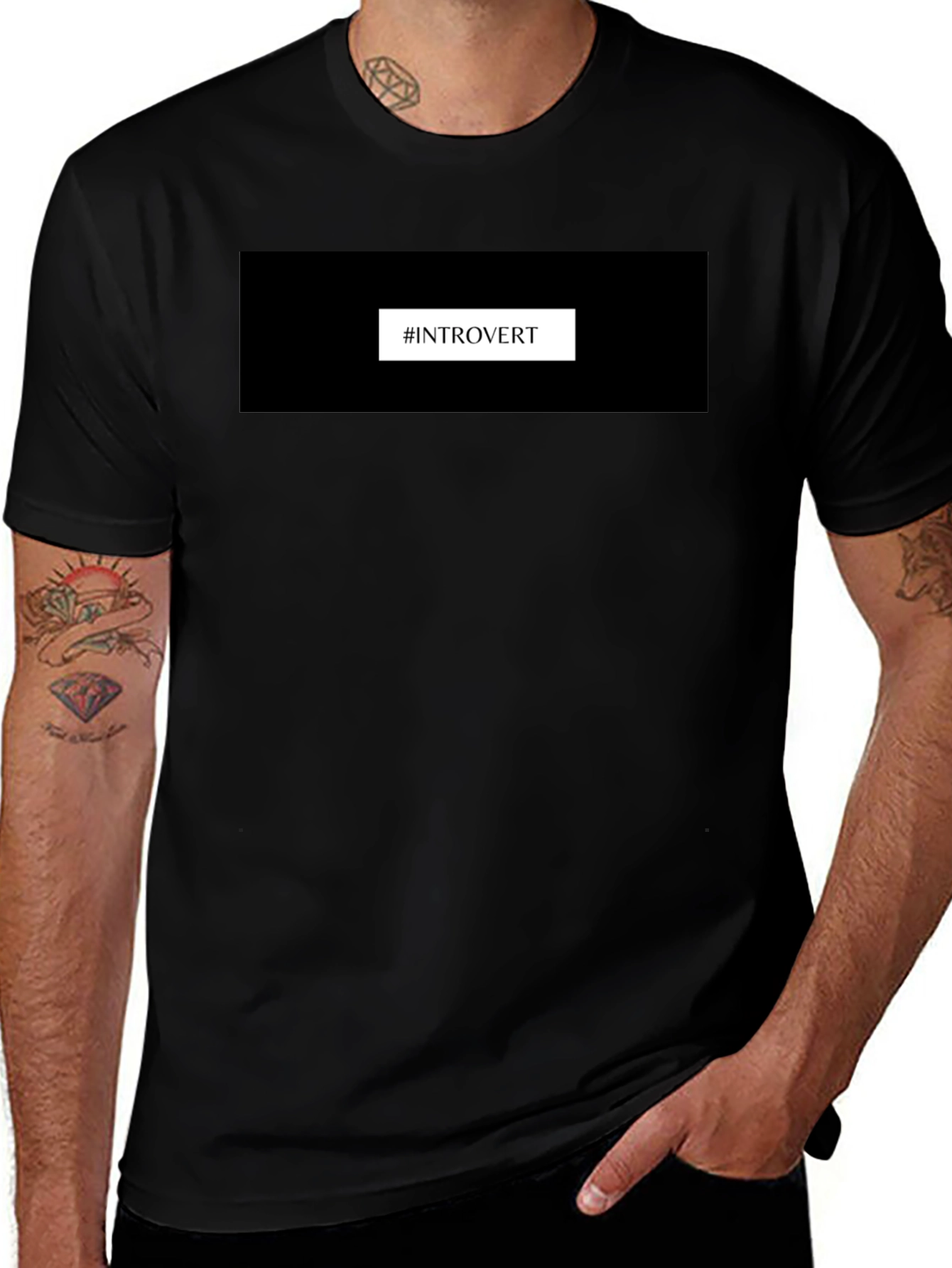 Variant 25 of Introvert T-Shirt - Black, Comfortable Fit