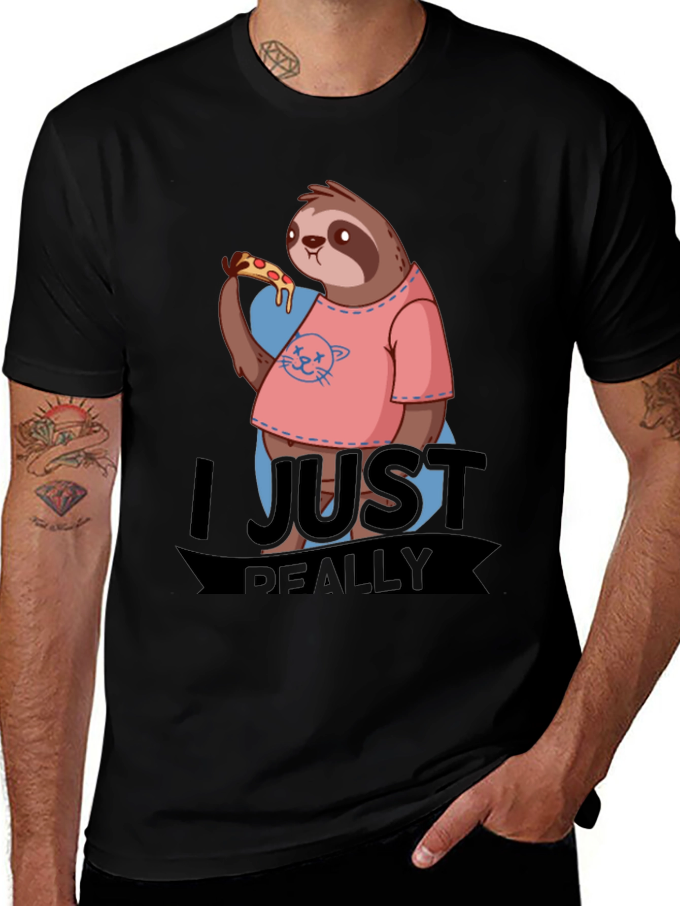 Variant 16 of Sloth Pizza T-Shirt: Funny Graphic Tee