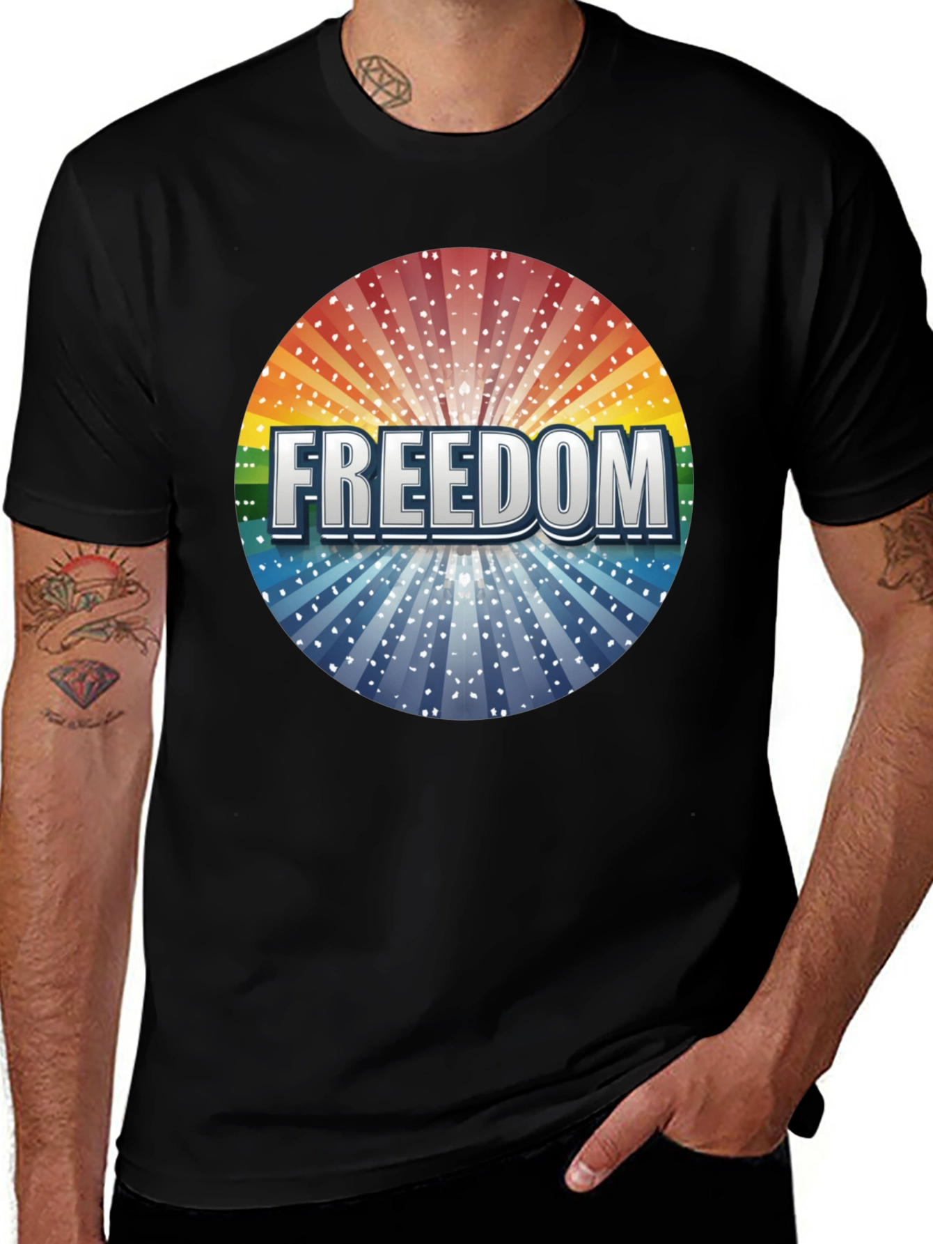Variant 7 of Freedom Graphic Print Crew Neck T-Shirt