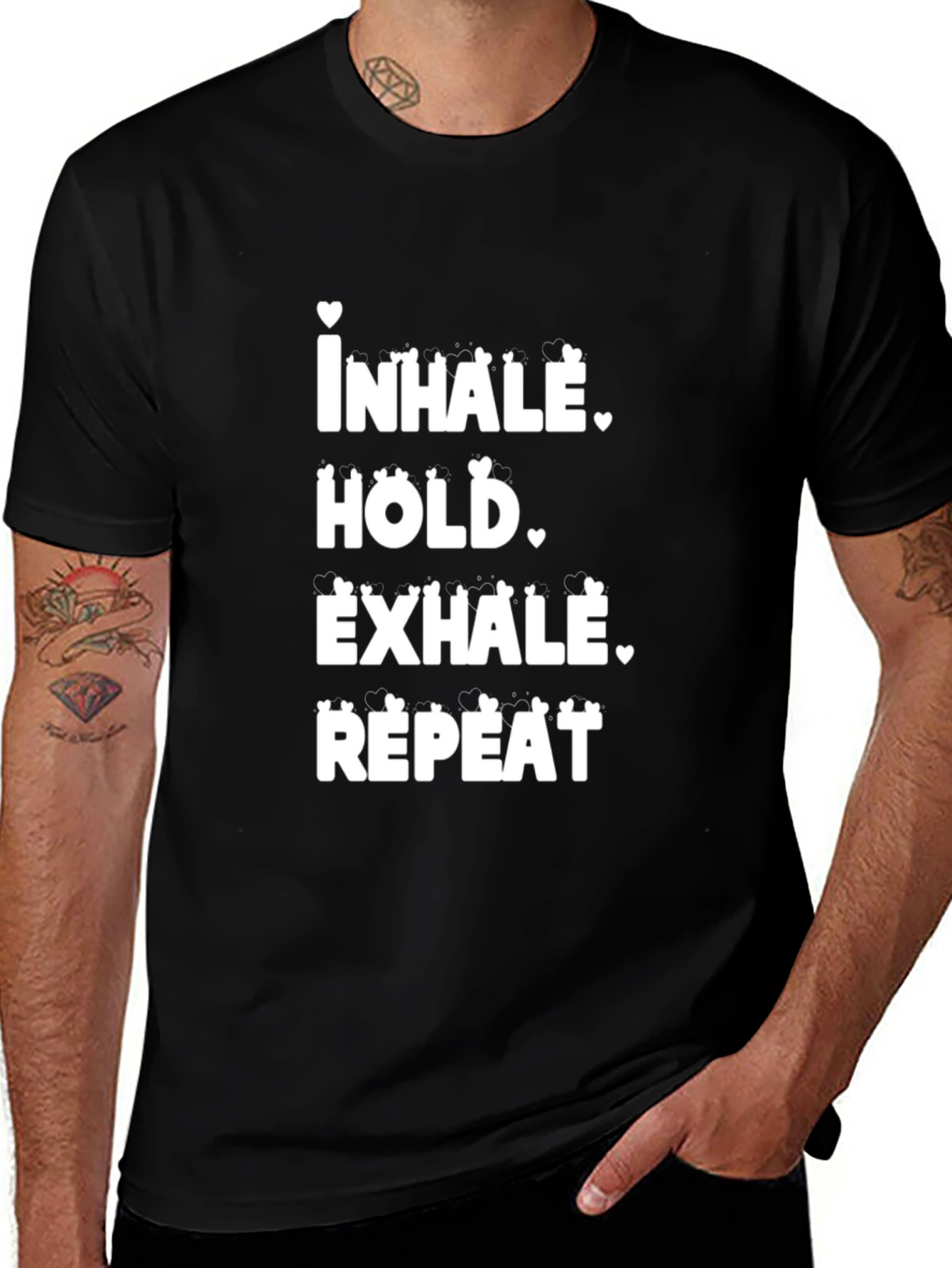 Variant 8 of Inhale Hold Exhale Repeat Black T-Shirt