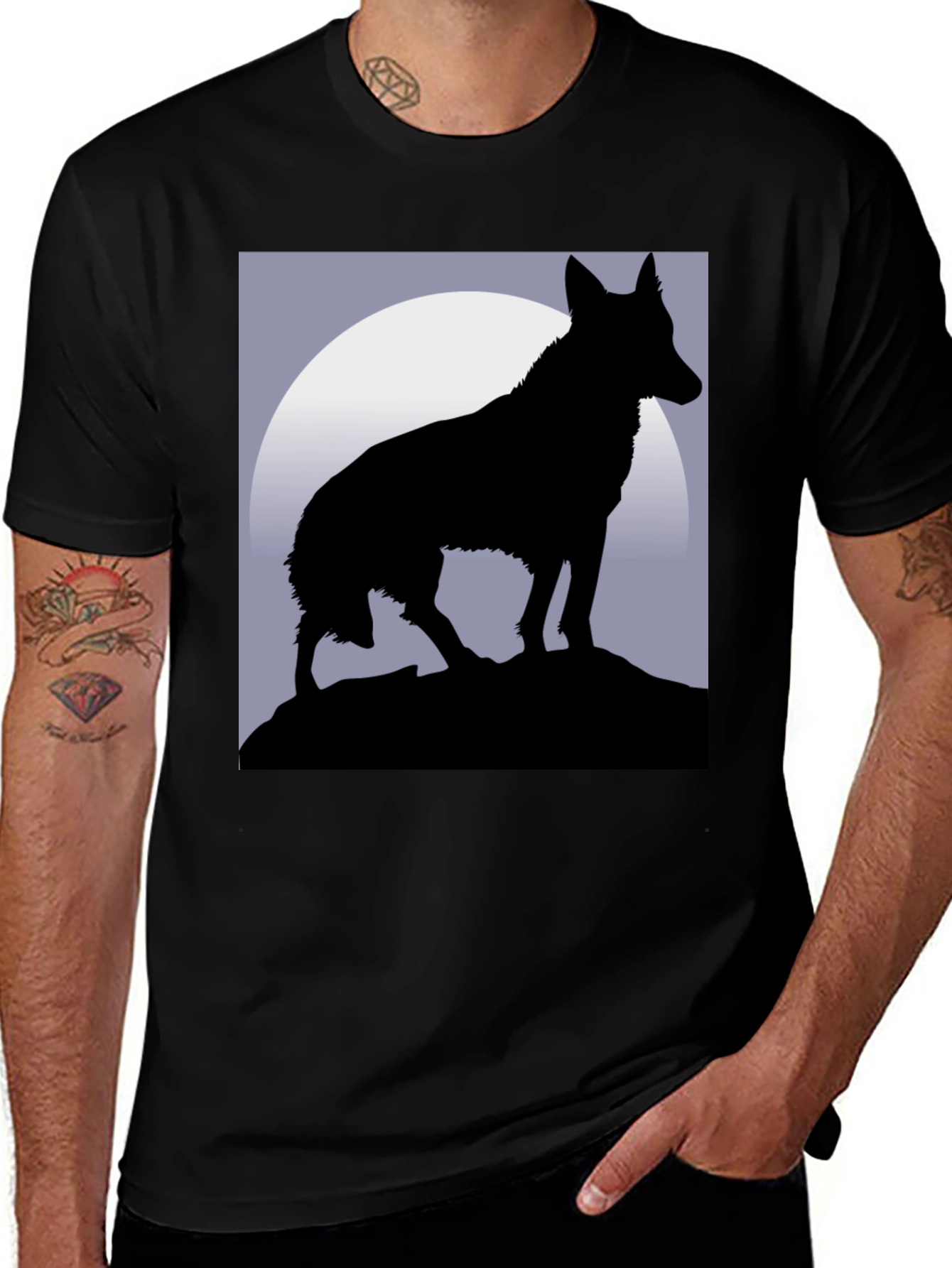 Variant 18 of Wolf Silhouette Black T-Shirt