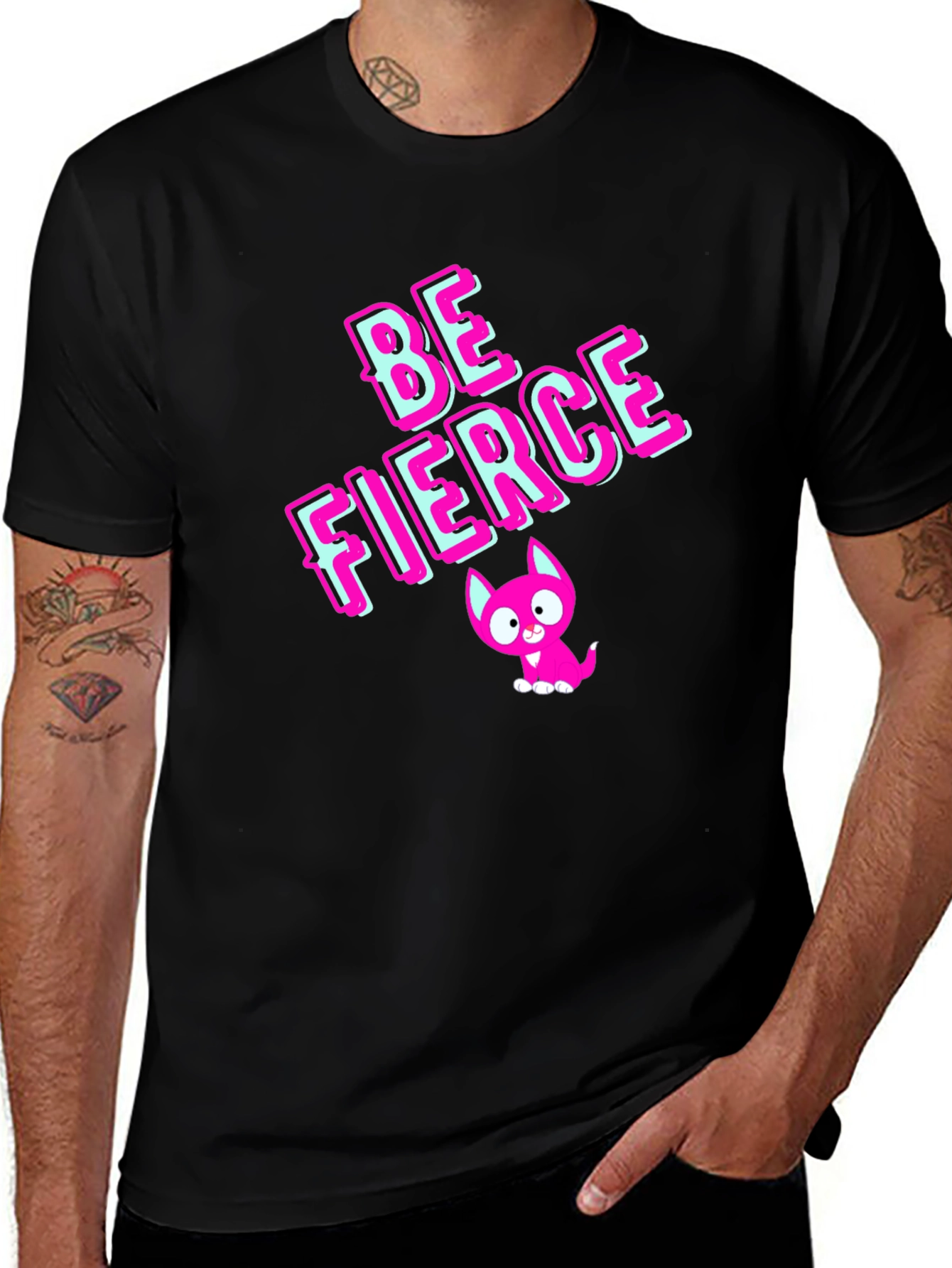 Variant 2 of Be Fierce Graphic Tee - Stylish Black Cotton T-Shirt