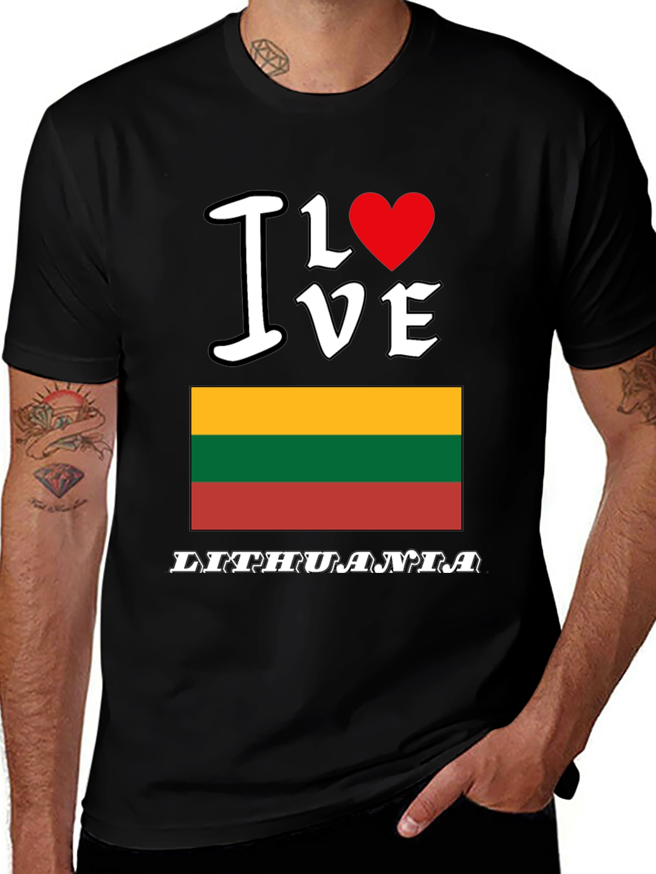 I Love Lithuania T-Shirt - Men's Black Tee