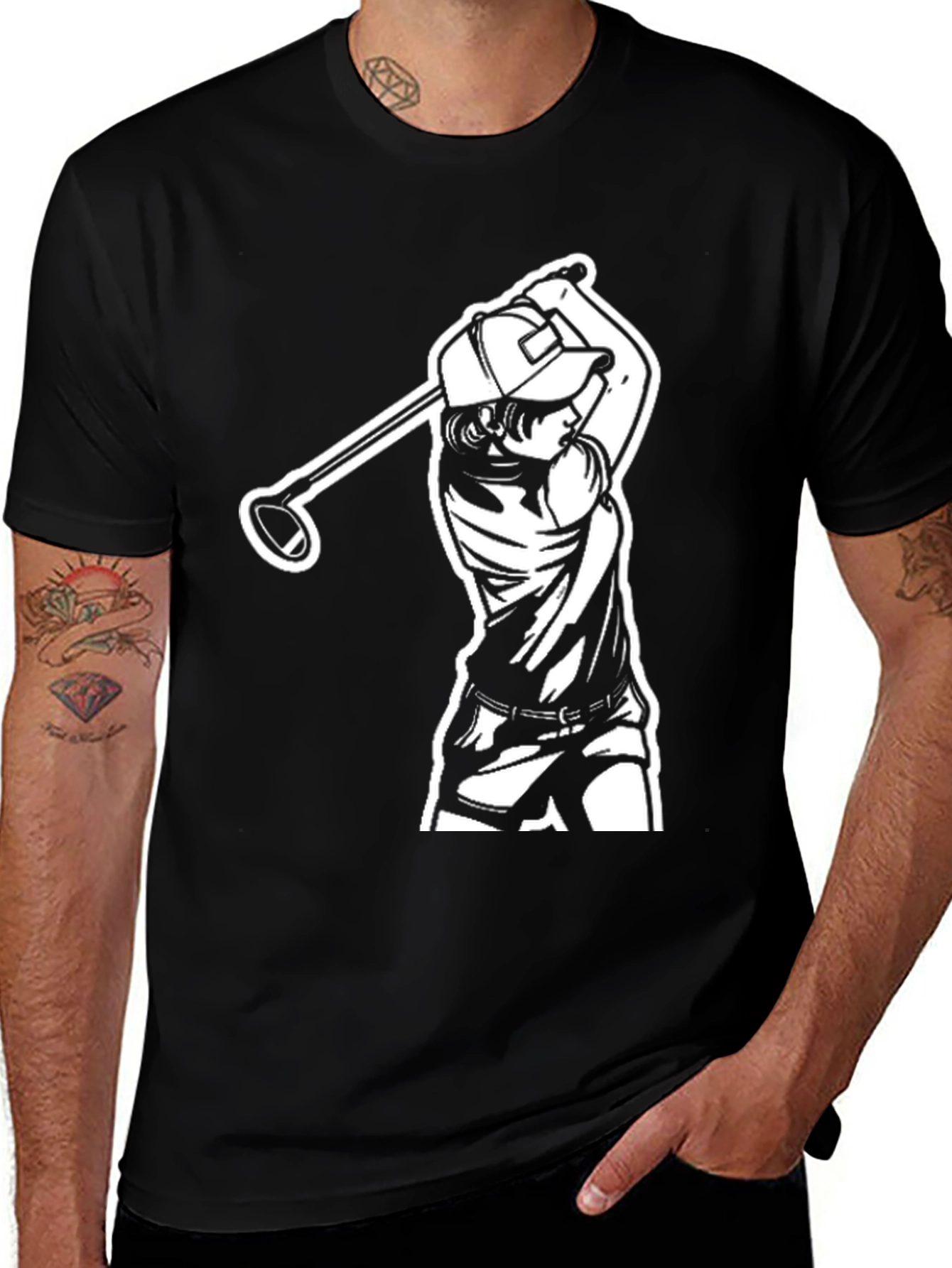 Variant 6 of Golf Swing Graphic Tee - Black