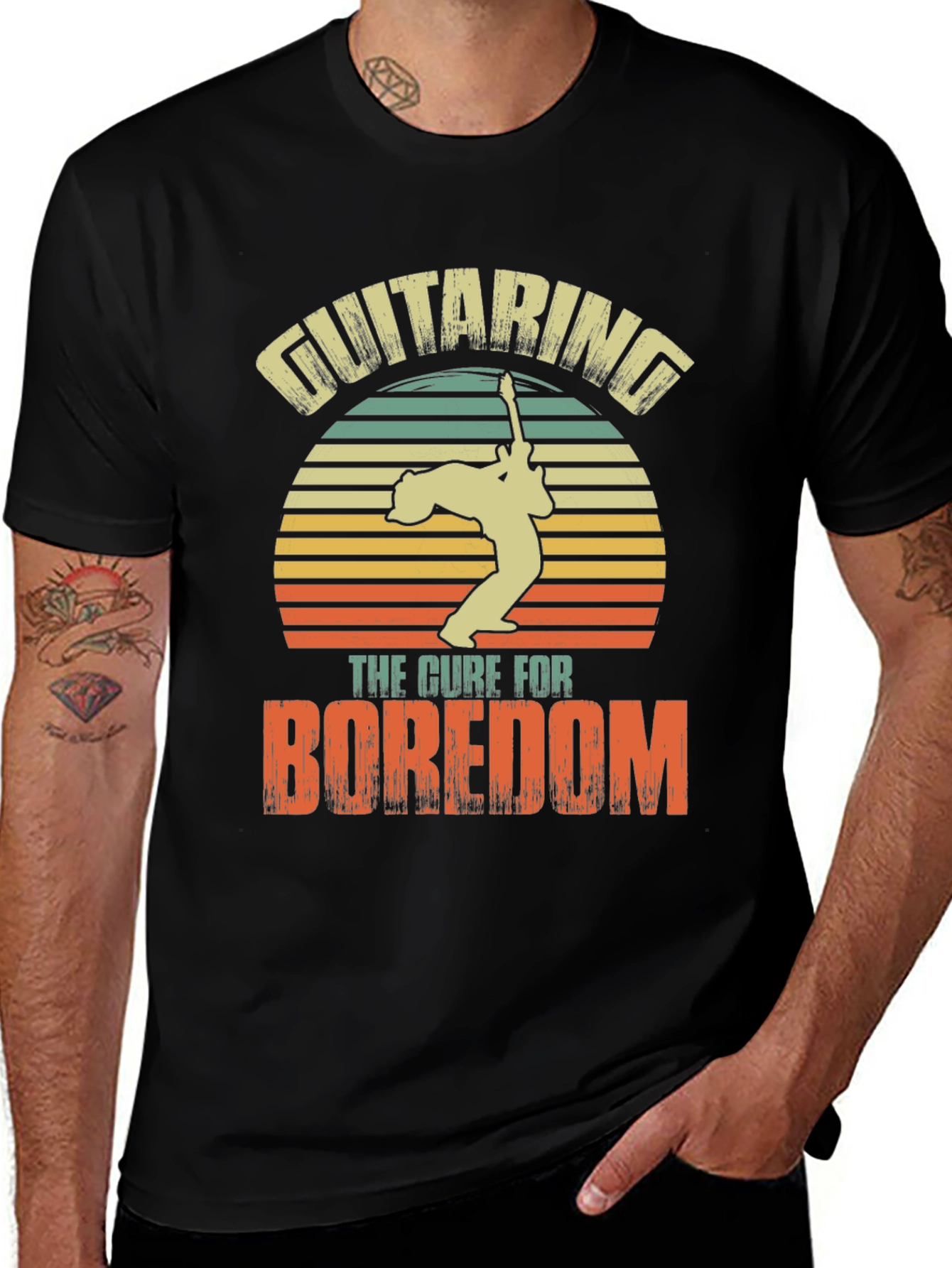 Variant 12 of Guitar T-Shirt: Cure for Boredom Retro Design