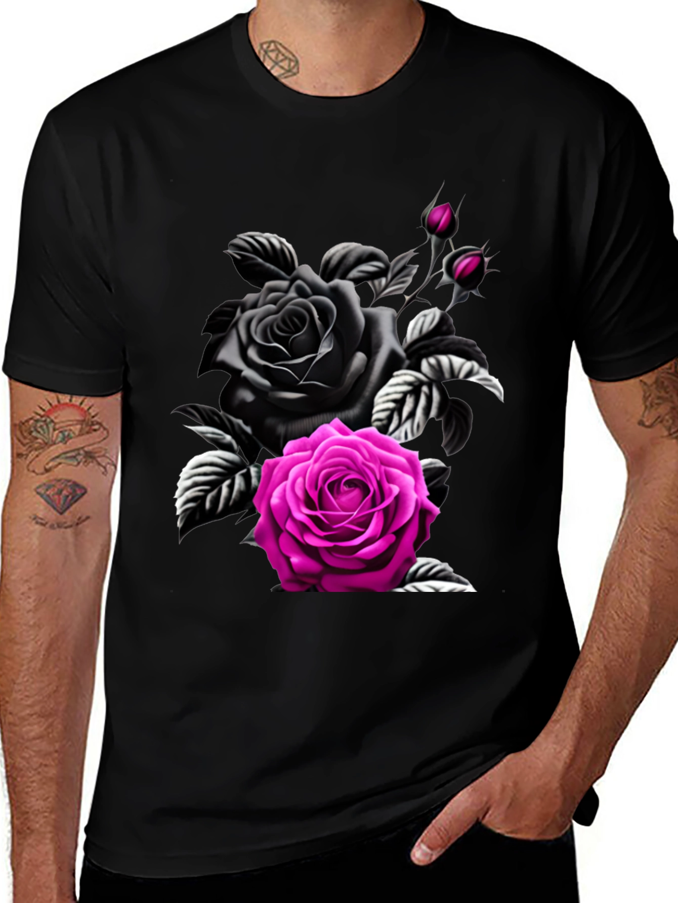 Variant 22 of Rose Graphic Tee - Bold Floral Design