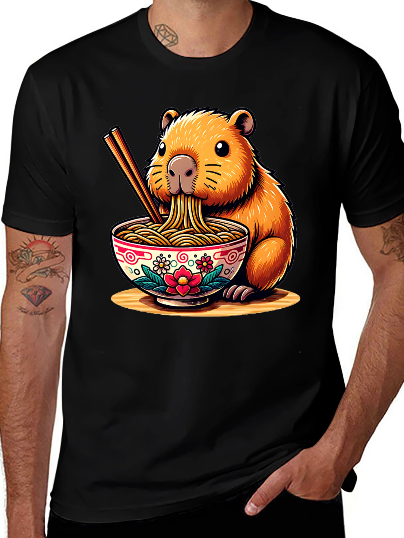 Variant 18 of Capybara Ramen T-Shirt - Cute Noodle Lover Tee