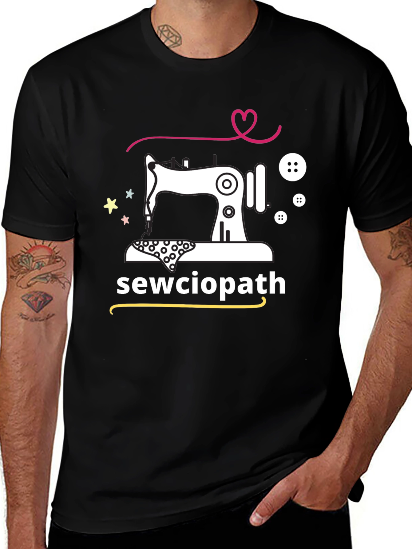 Variant 4 of Sewciopath Black T-Shirt - Sewing Machine Design
