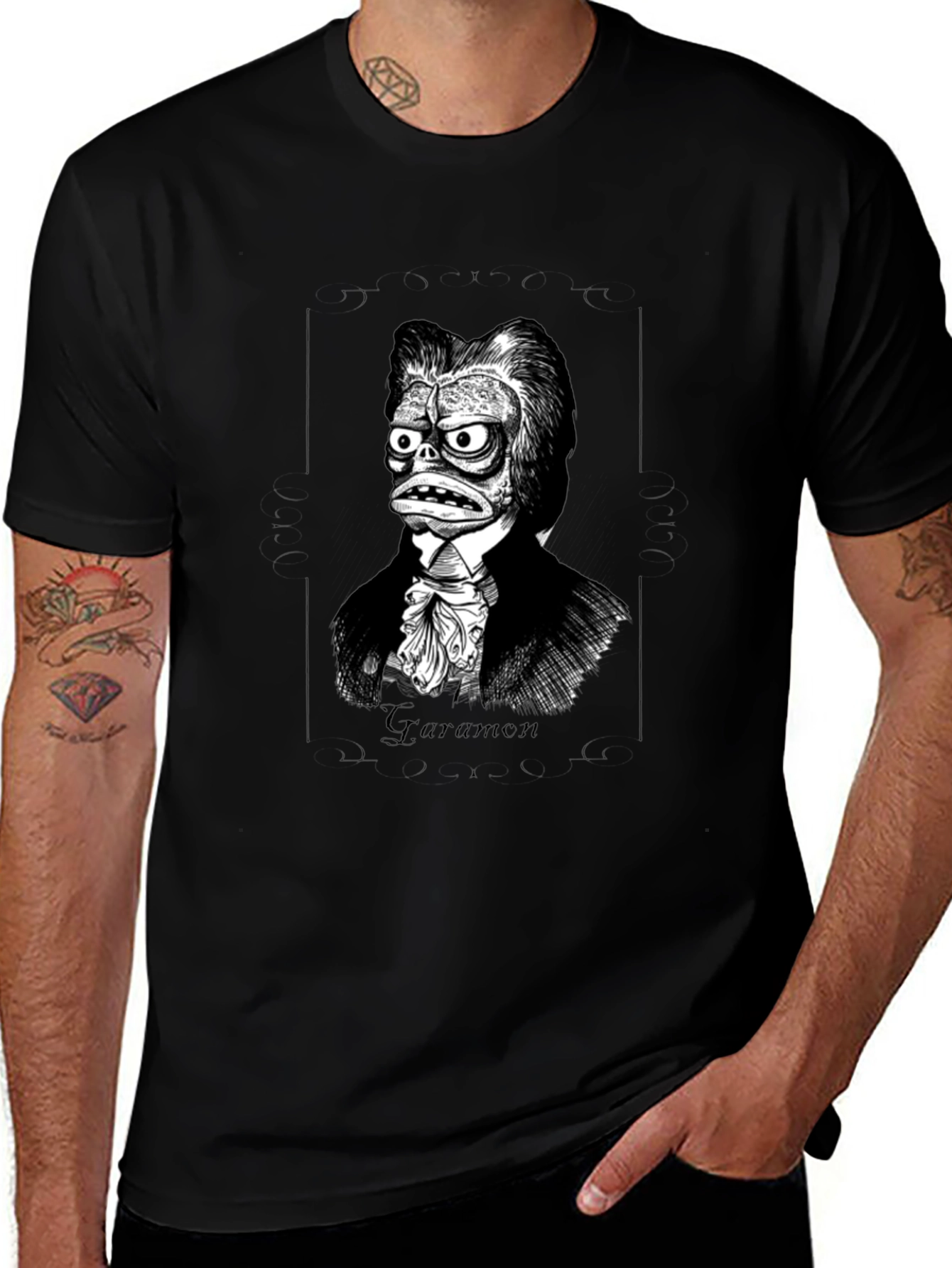 Black Guramon Character Graphic Tee - Classic Horror Style main image