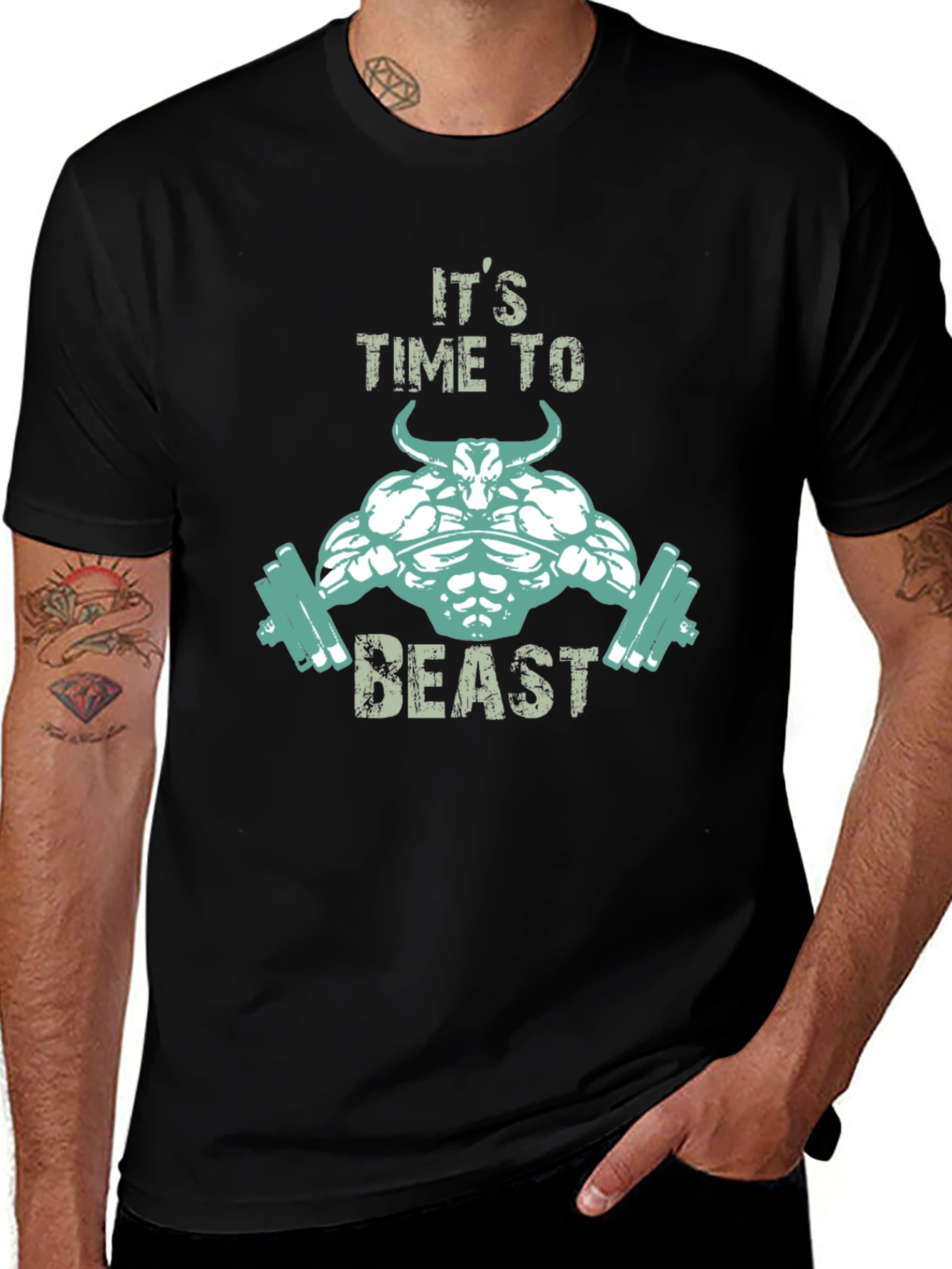Variant 5 of It's Time To Beast T-Shirt - Gym Motivation Tee