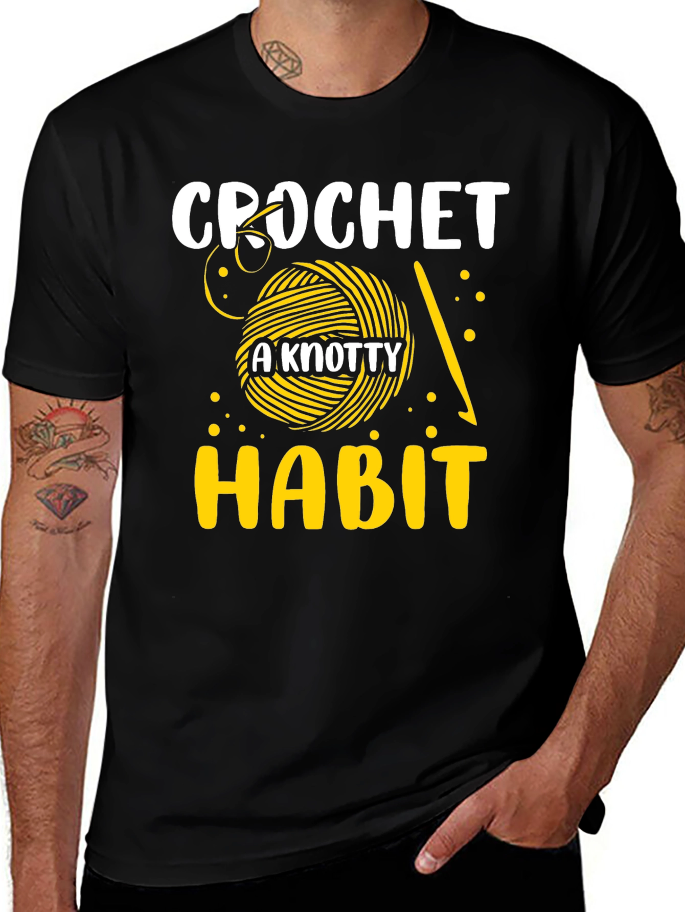 Black Crochet A Knotty Habit Graphic Tee main image
