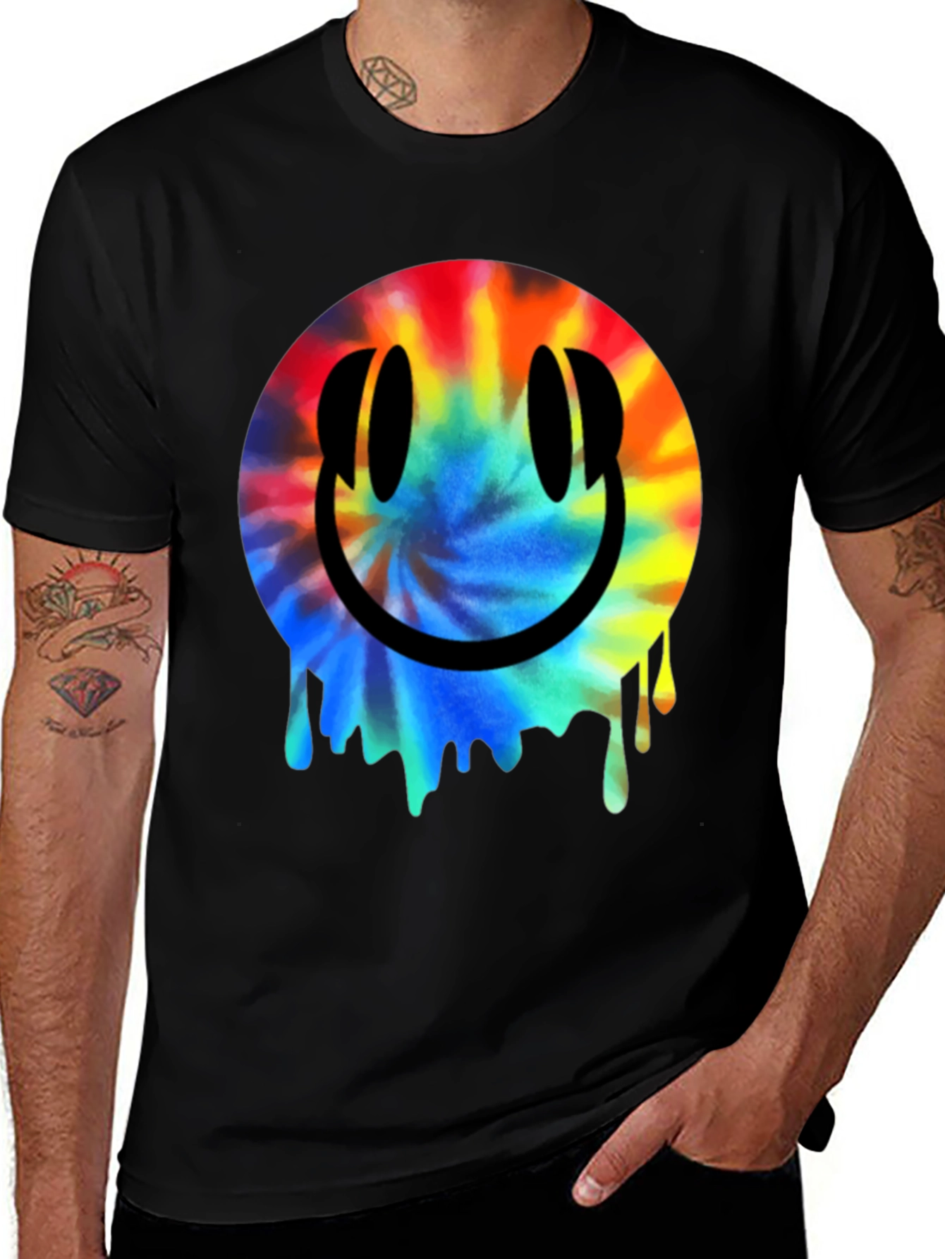 Variant 29 of Melting Smiley Face Tie Dye Graphic T-Shirt