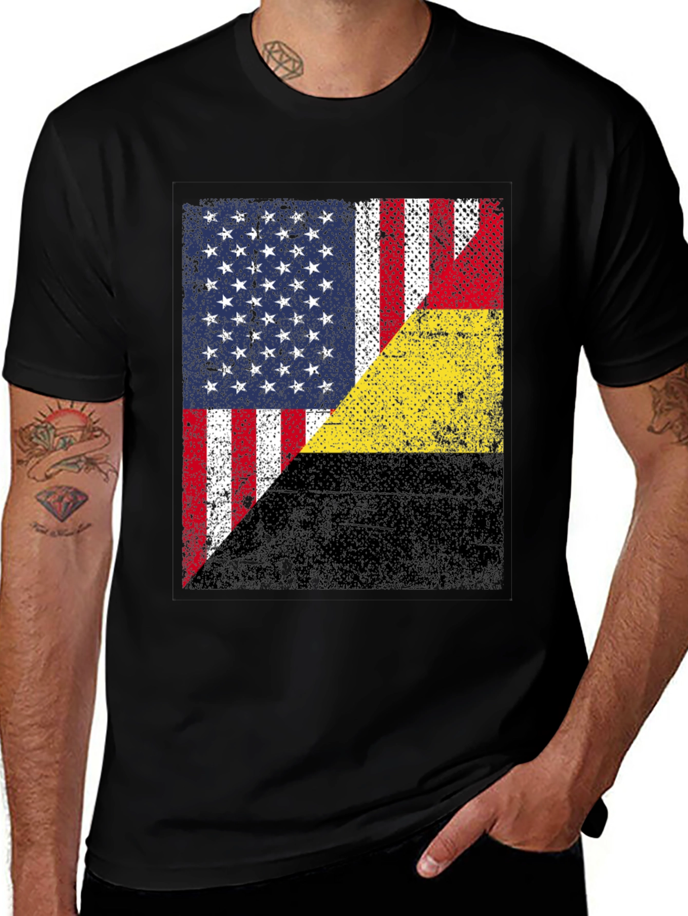 USA & Belgium Flag Graphic T-Shirt